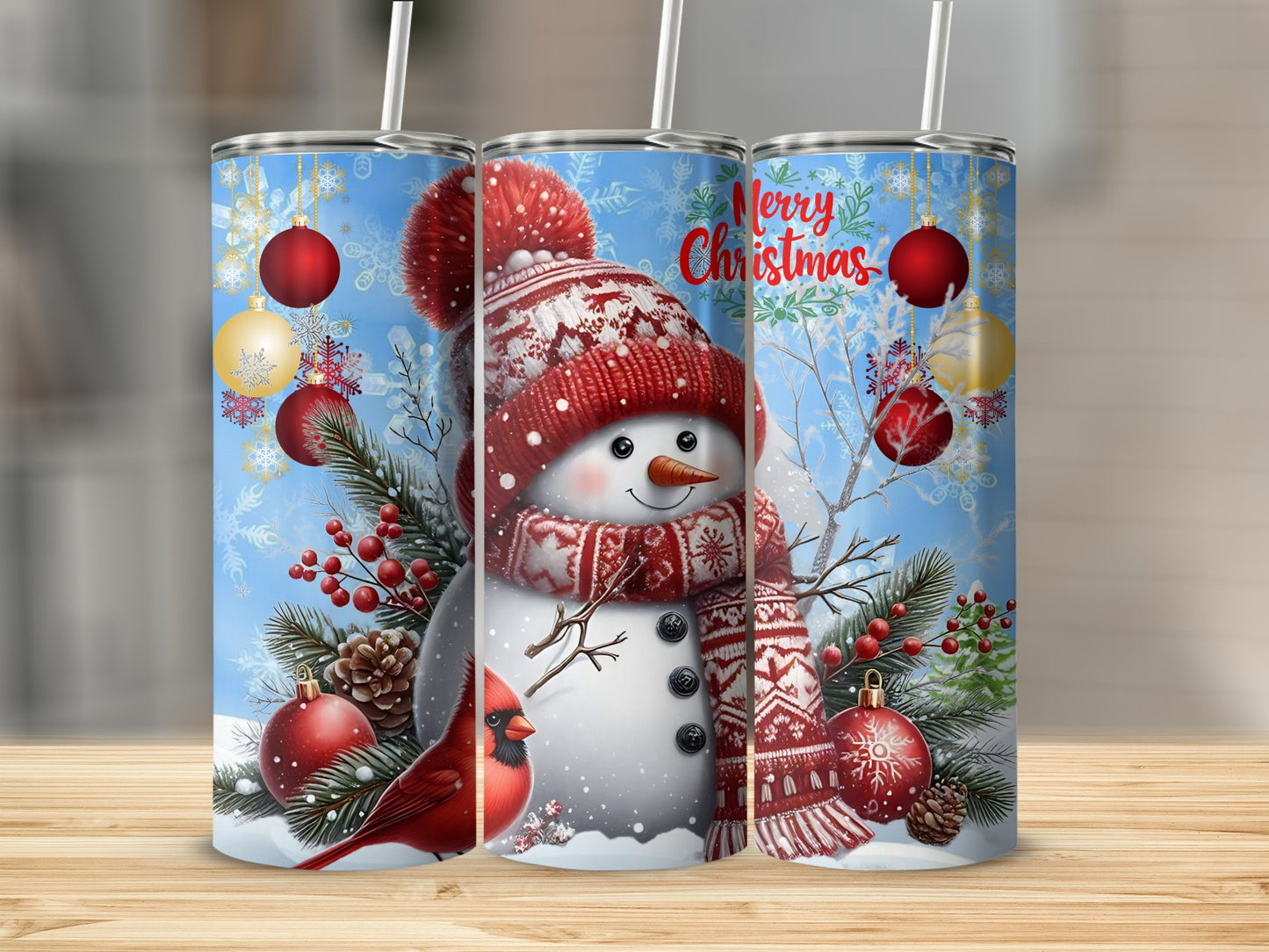 Festive Snowman Merry Christmas Design Tumbler Product