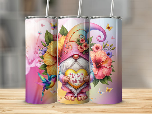 Colorful Mom Protector Gnome Tumbler with Floral Design