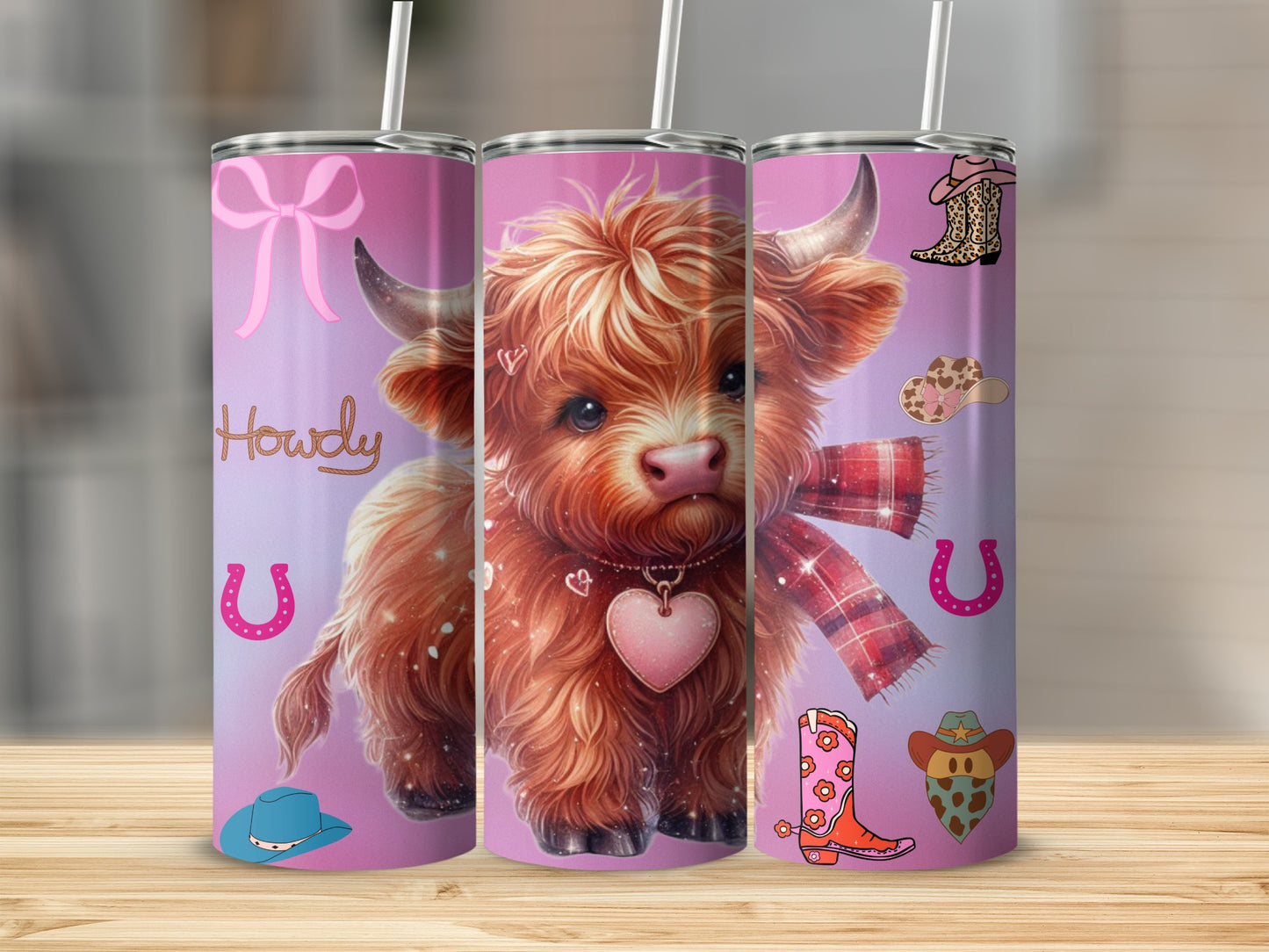 Cute Highland Cow Themed Howdy Tumbler for Drinks