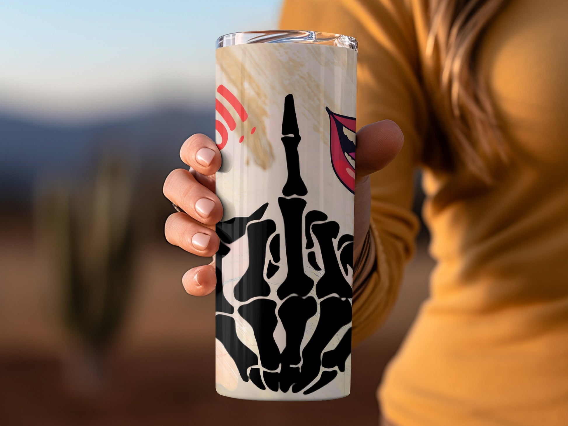 Skeleton Hand Middle Finger Design Tumbler product