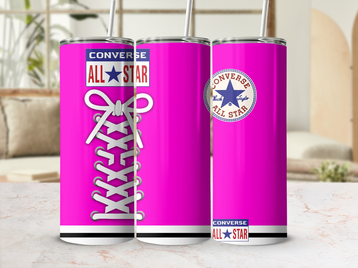 Converse All Star Pink Shoe Laces Design Tumbler product type