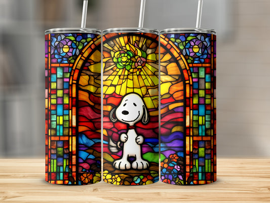 Stained Glass Snoopy Design Tumbler for Drink Lovers