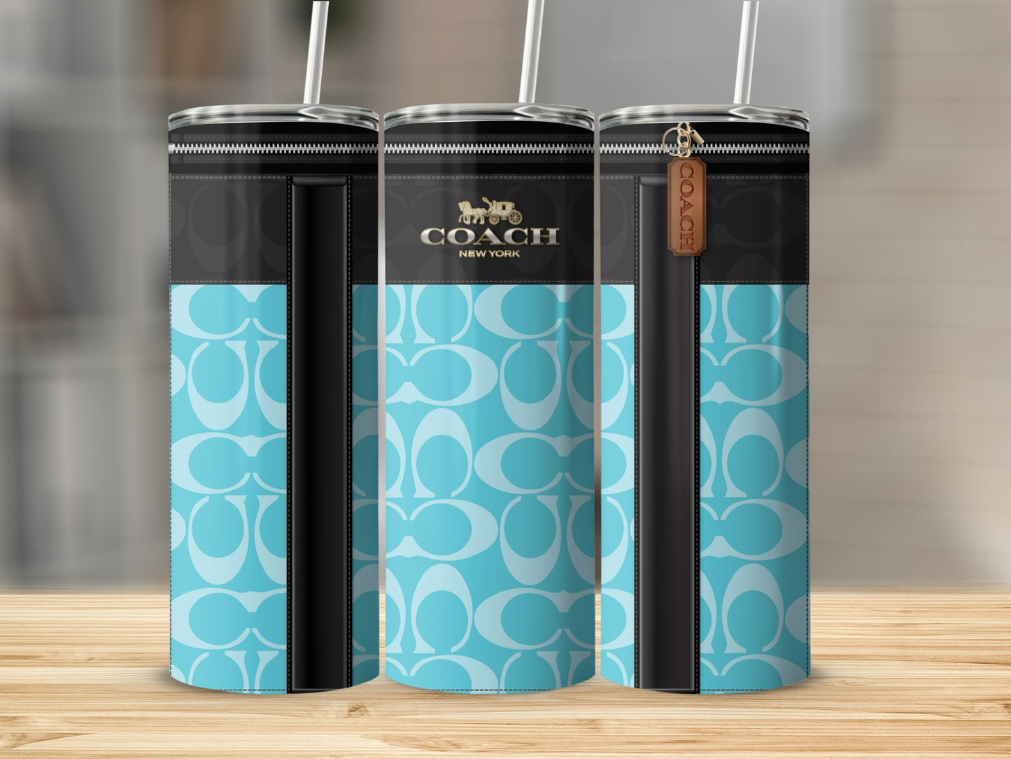 Stylish Blue Patterned Coach New York Tumbler Product