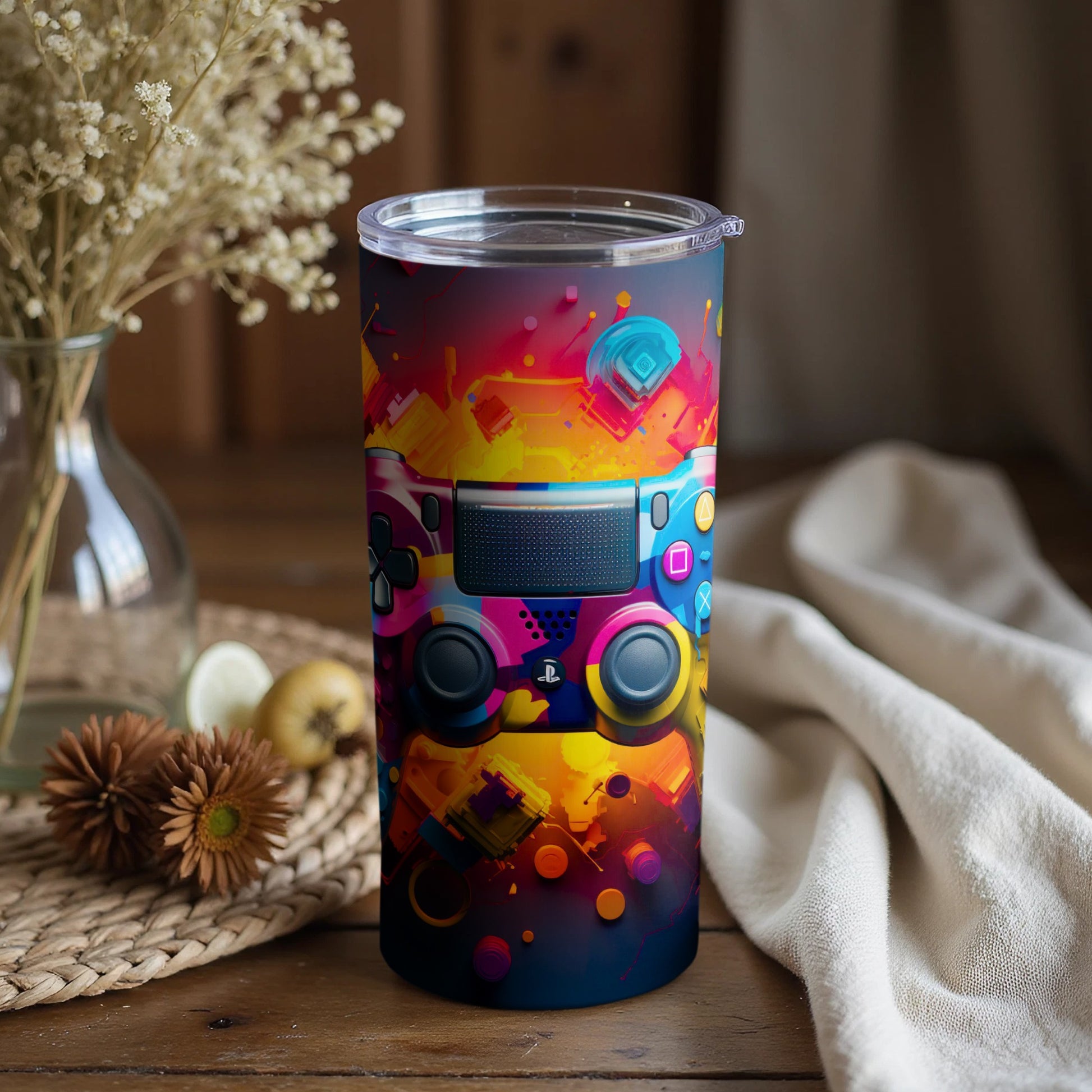 Vibrant Gaming Themed Tumbler for Gamers and Fans