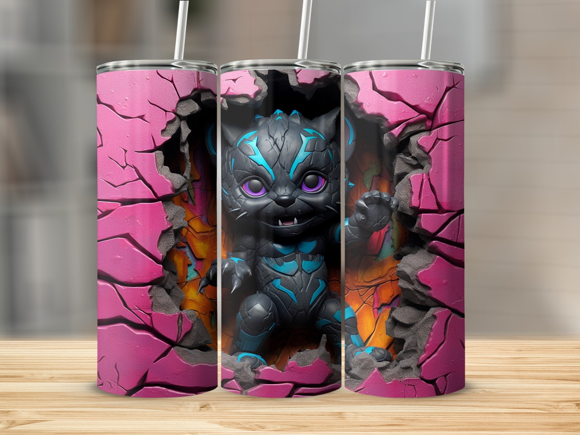 Cool Heat Cracked Surface Art Thermos Tumbler