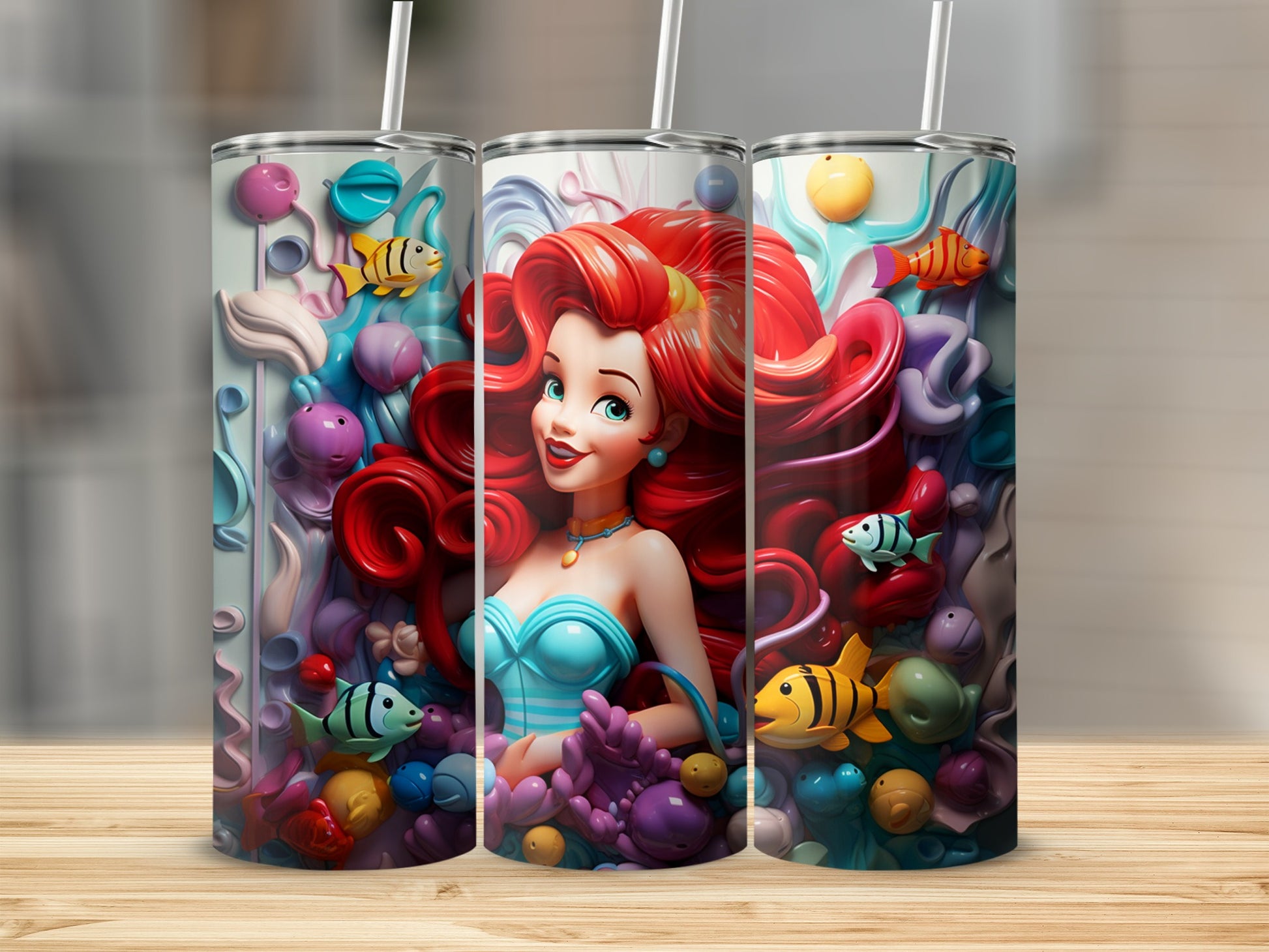 Colorful Mermaid Character Design Tumbler Product