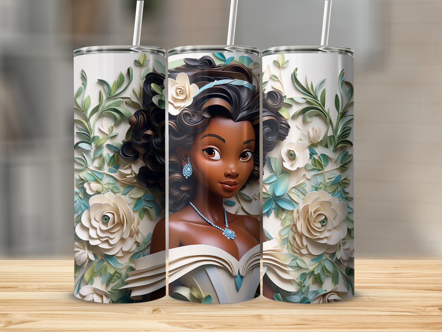 Enchanting Princess Floral Design Insulated Tumbler