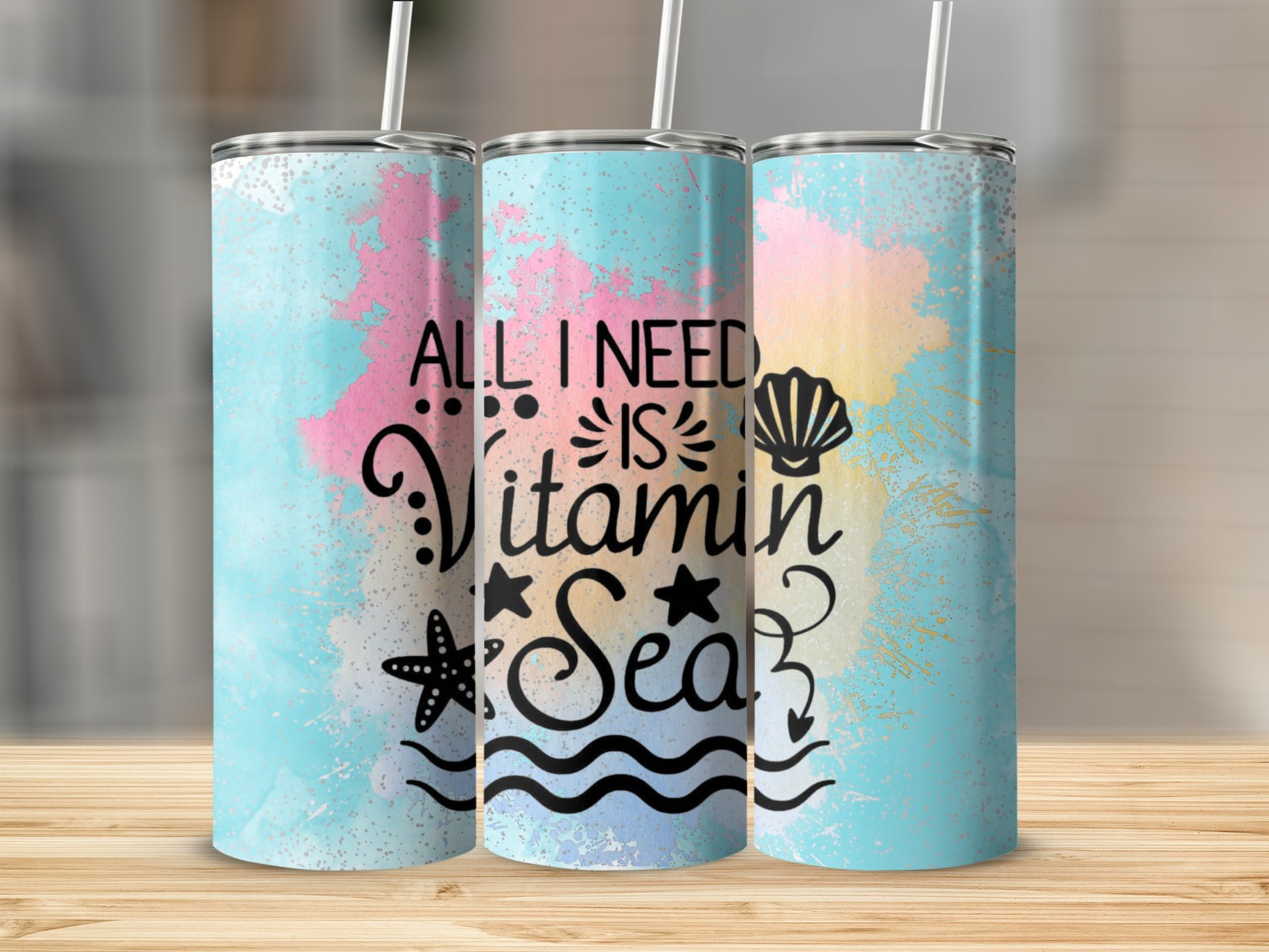 All I Need Is Vitamin Sea Tumbler with Straw Cup