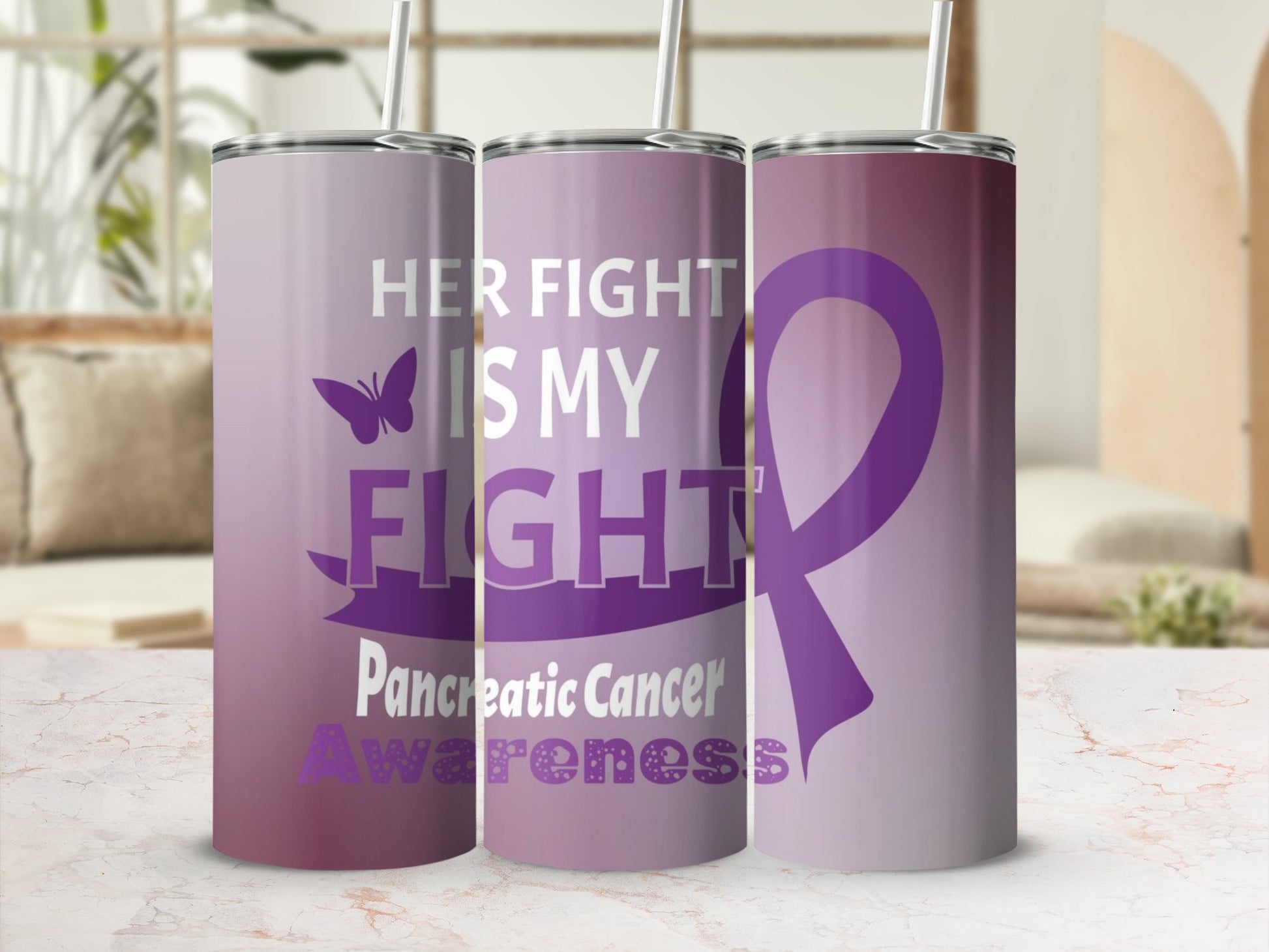 Her Fight Is My Fight Pancreatic Cancer Awareness Tumbler