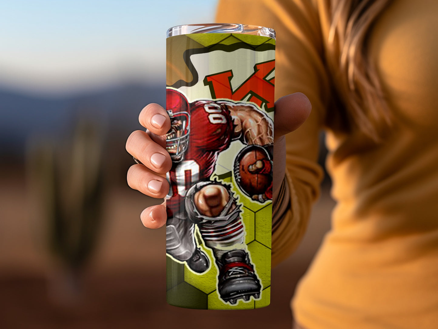 Football Player Kansas Chiefs Logo Background Tumblers