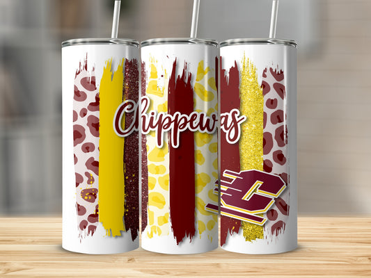 Chippewas Text Brush Stripes Mascot Logo Design Tumblers