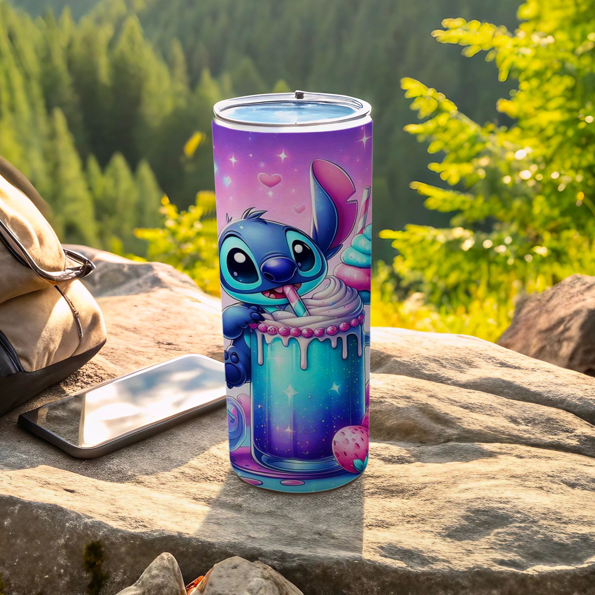 Cute Blue Character Drinking Milkshake Tumbler