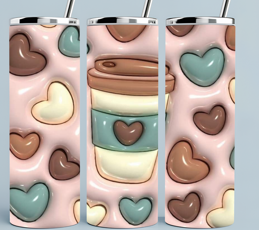Coffee 3D Hearts tumbler