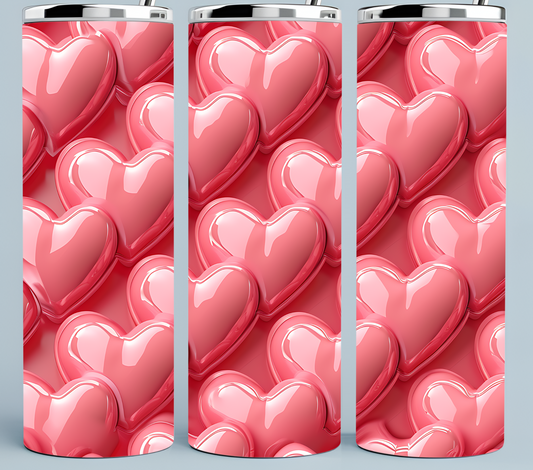 Inflated 3D Glossy pink heart tumbler