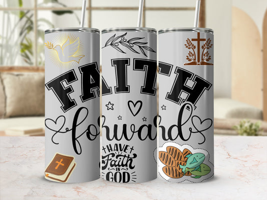 Inspirational Faith Forward Design Tumbler Cup