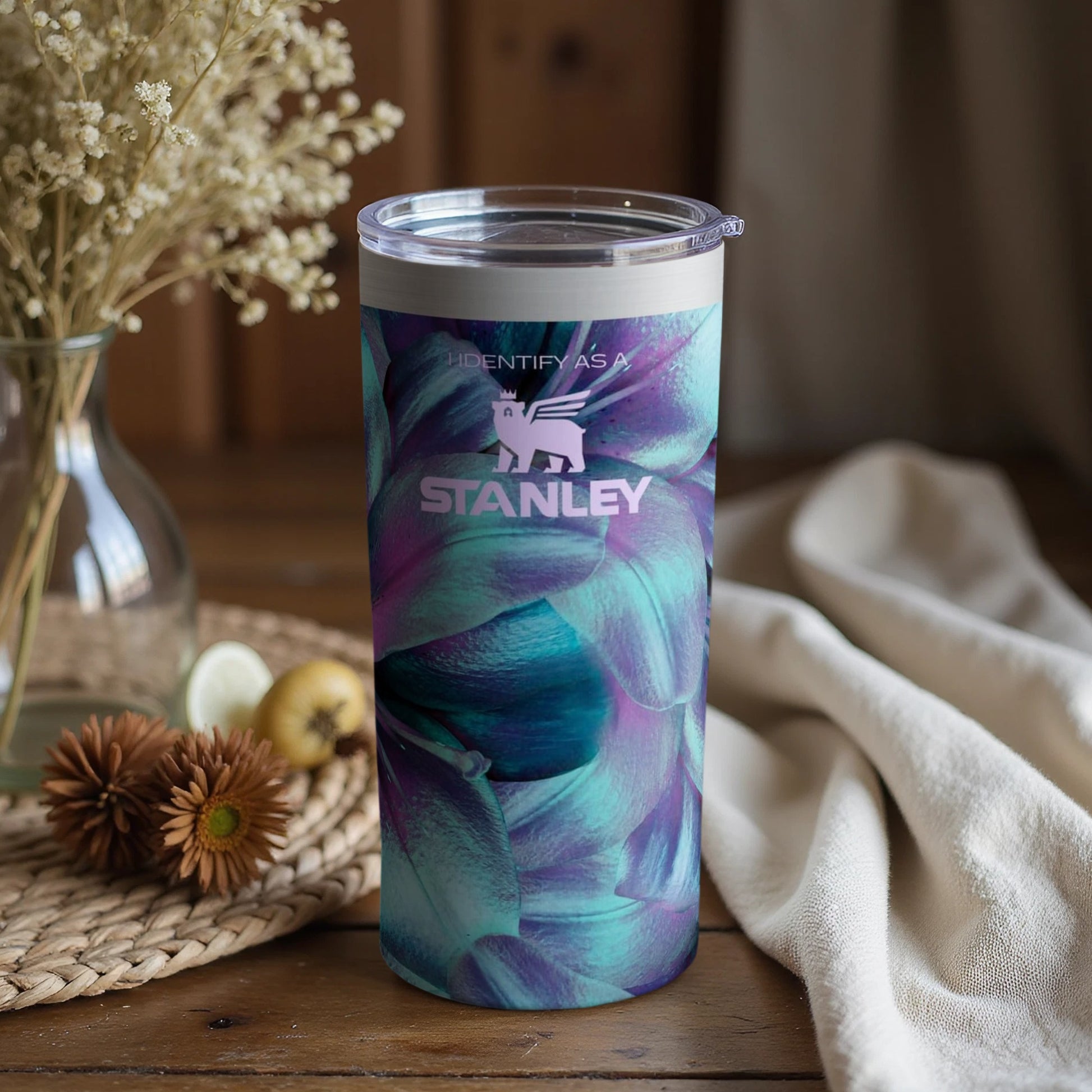 Identify as a Stanley Tumbler with Floral Design