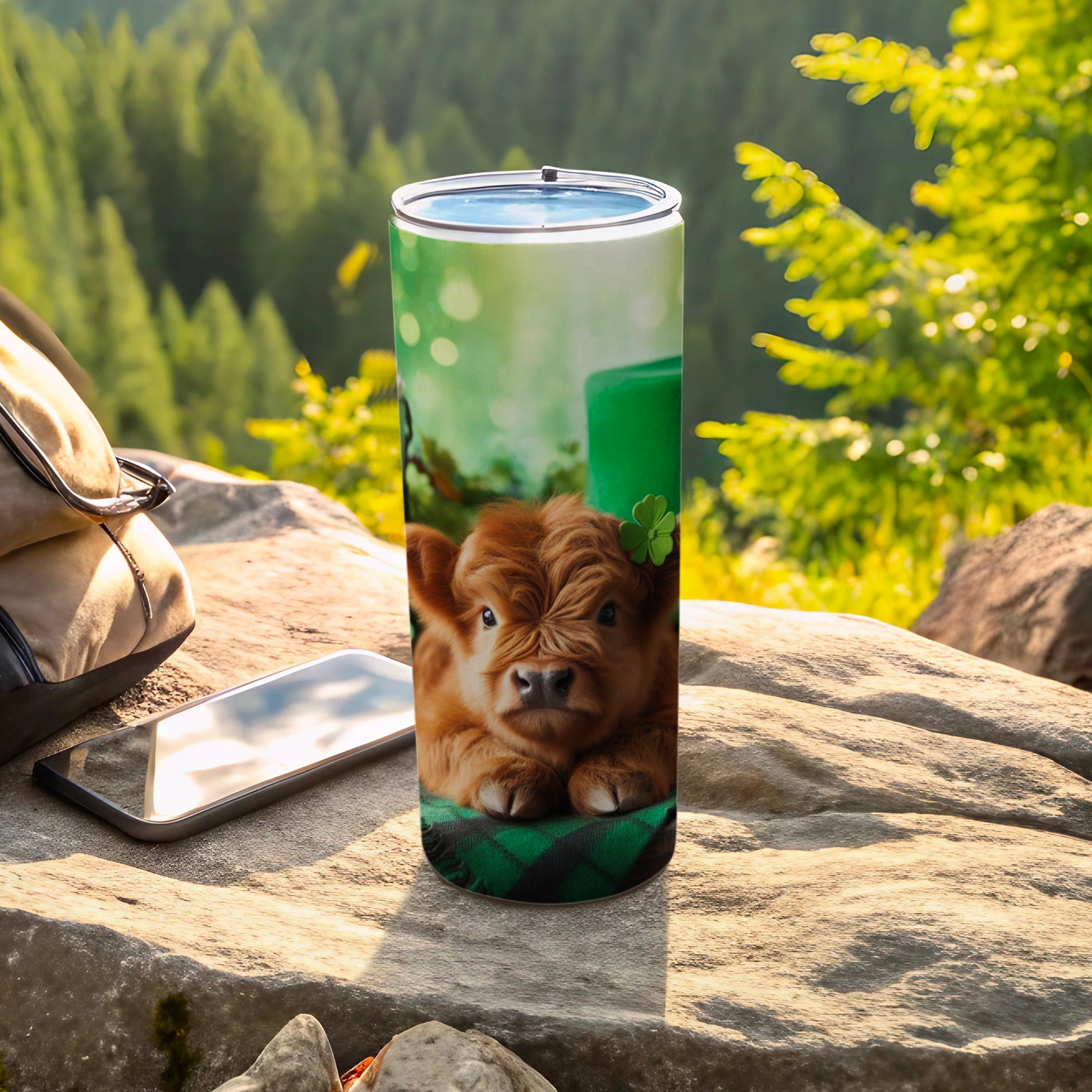 Charming Highland Cow with Green Hat Tumbler