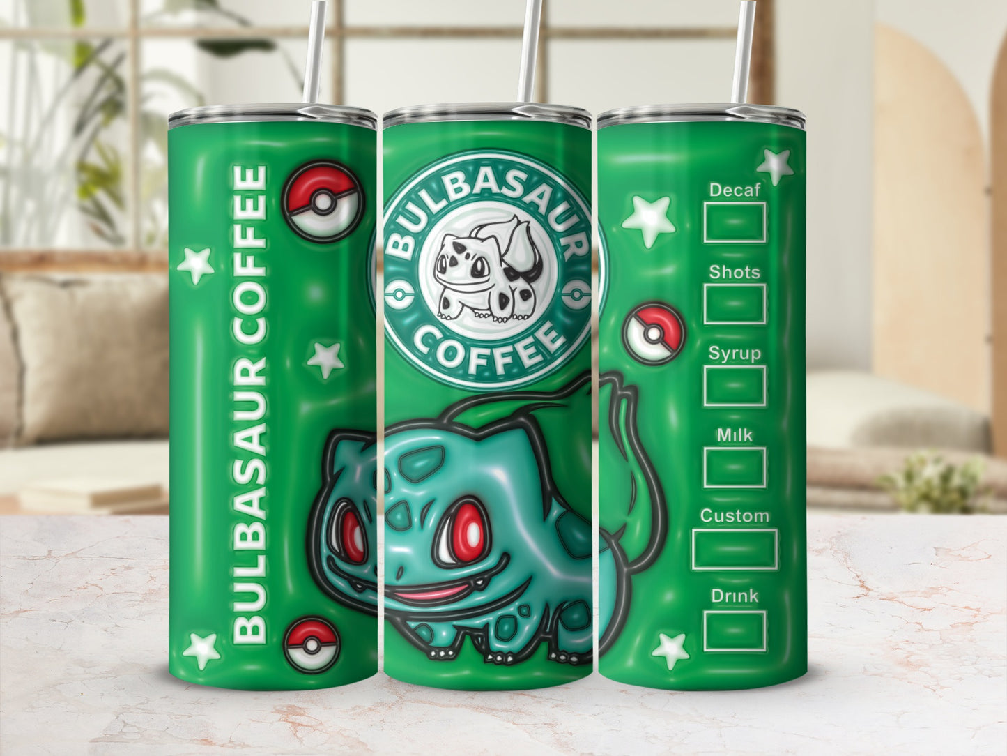 Bulbasaur Coffee Customizable Tumbler for Fans
