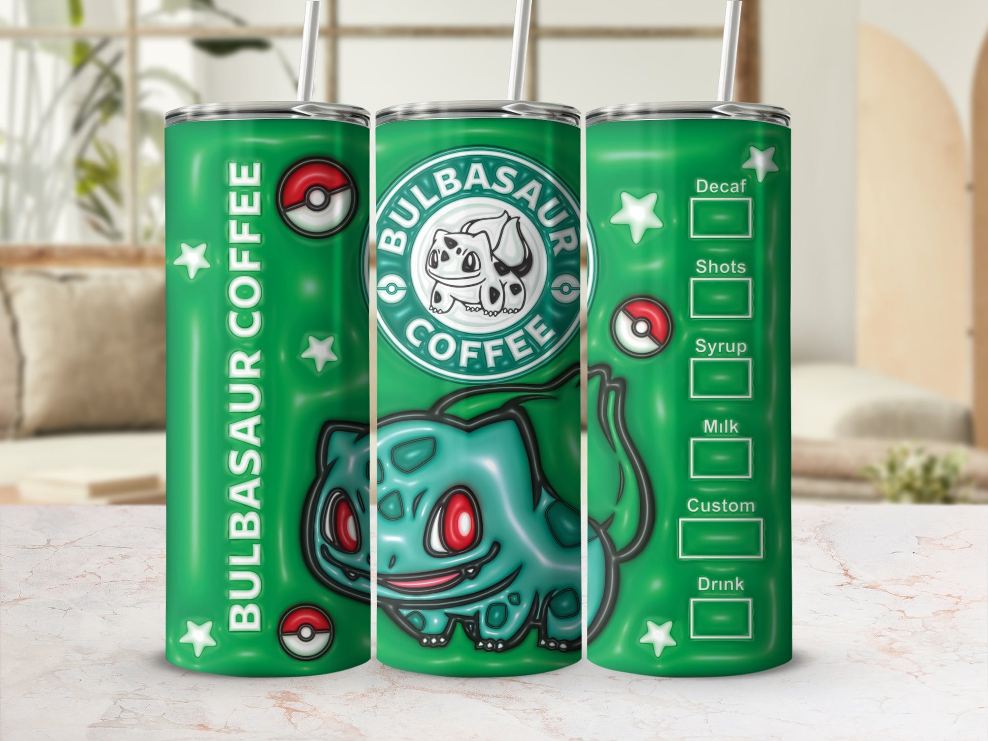 Bulbasaur Coffee Customizable Tumbler for Fans