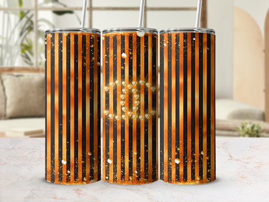 Glamorous Striped and Glittered Pattern Tumbler Cup