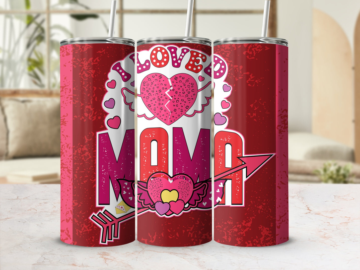 I Loved Mom Arrow Heart Design Travel Mug