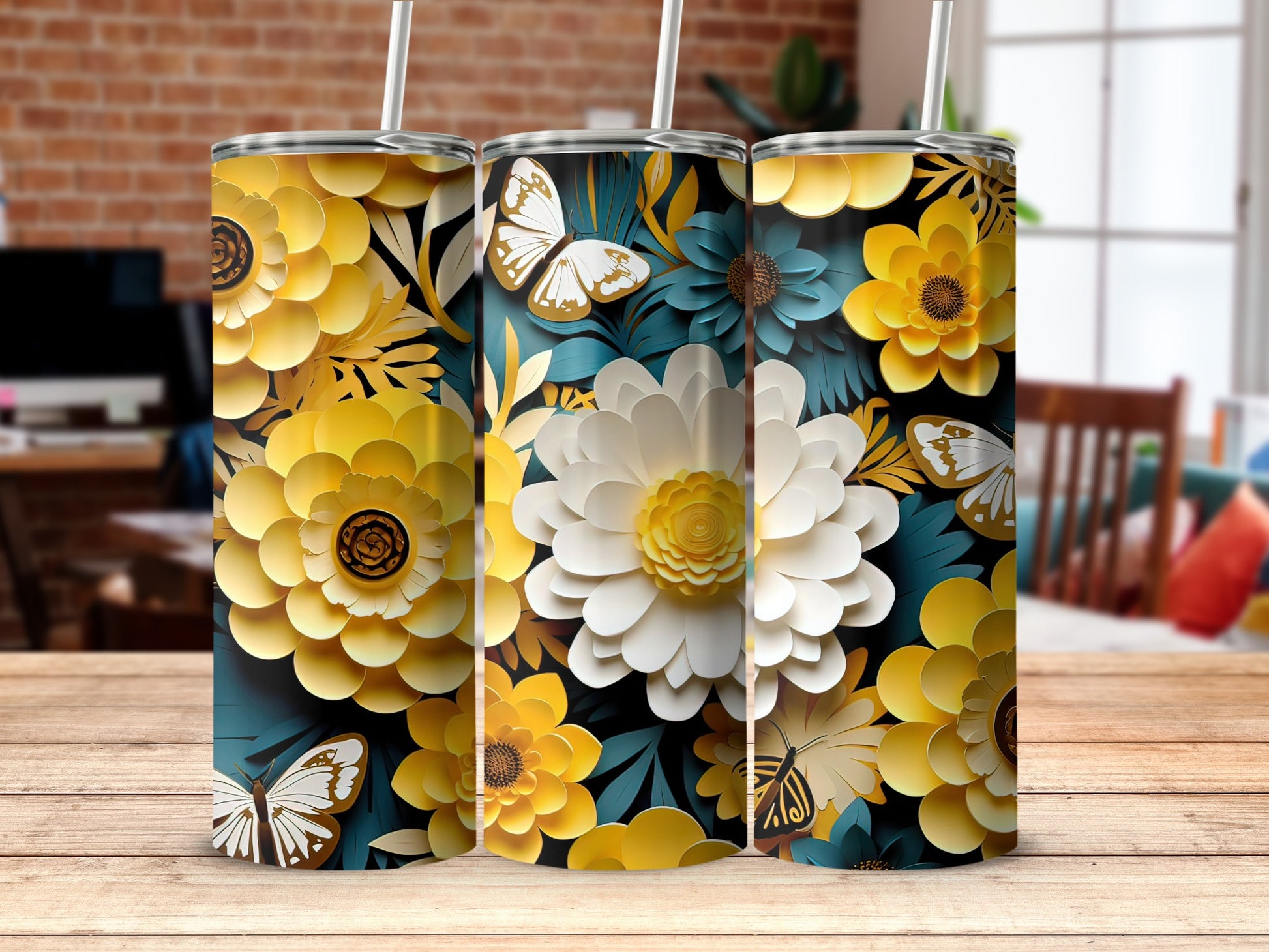 Floral and Butterfly Patterned Tumbler for All Occasions