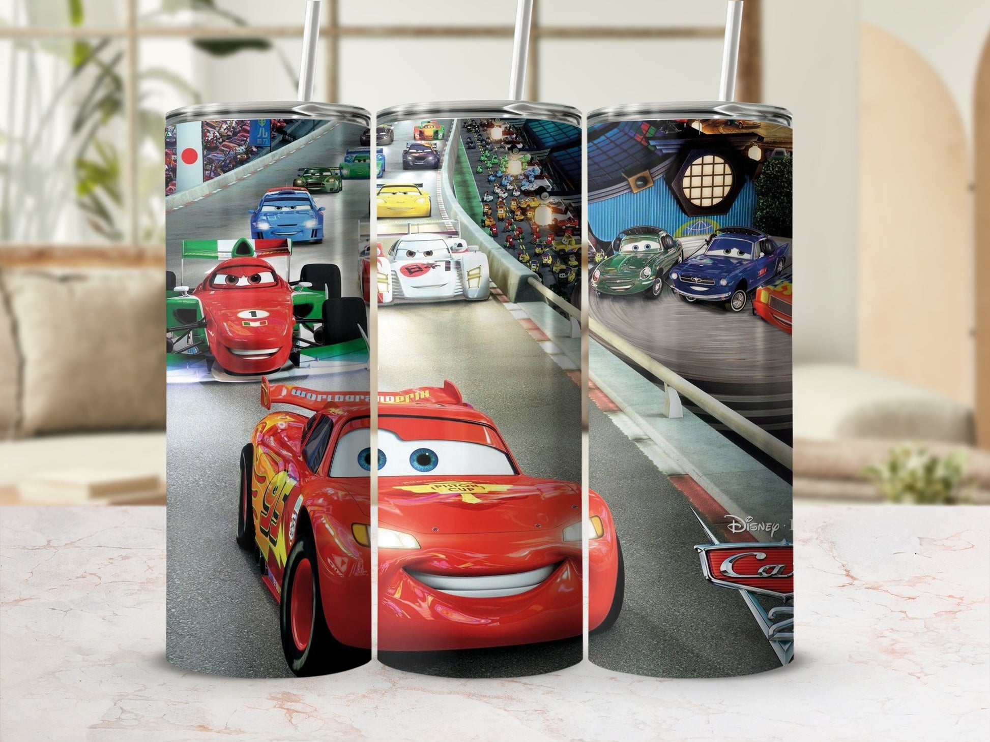 Colorful Animated Cars Design Tumbler for Kids and Fans