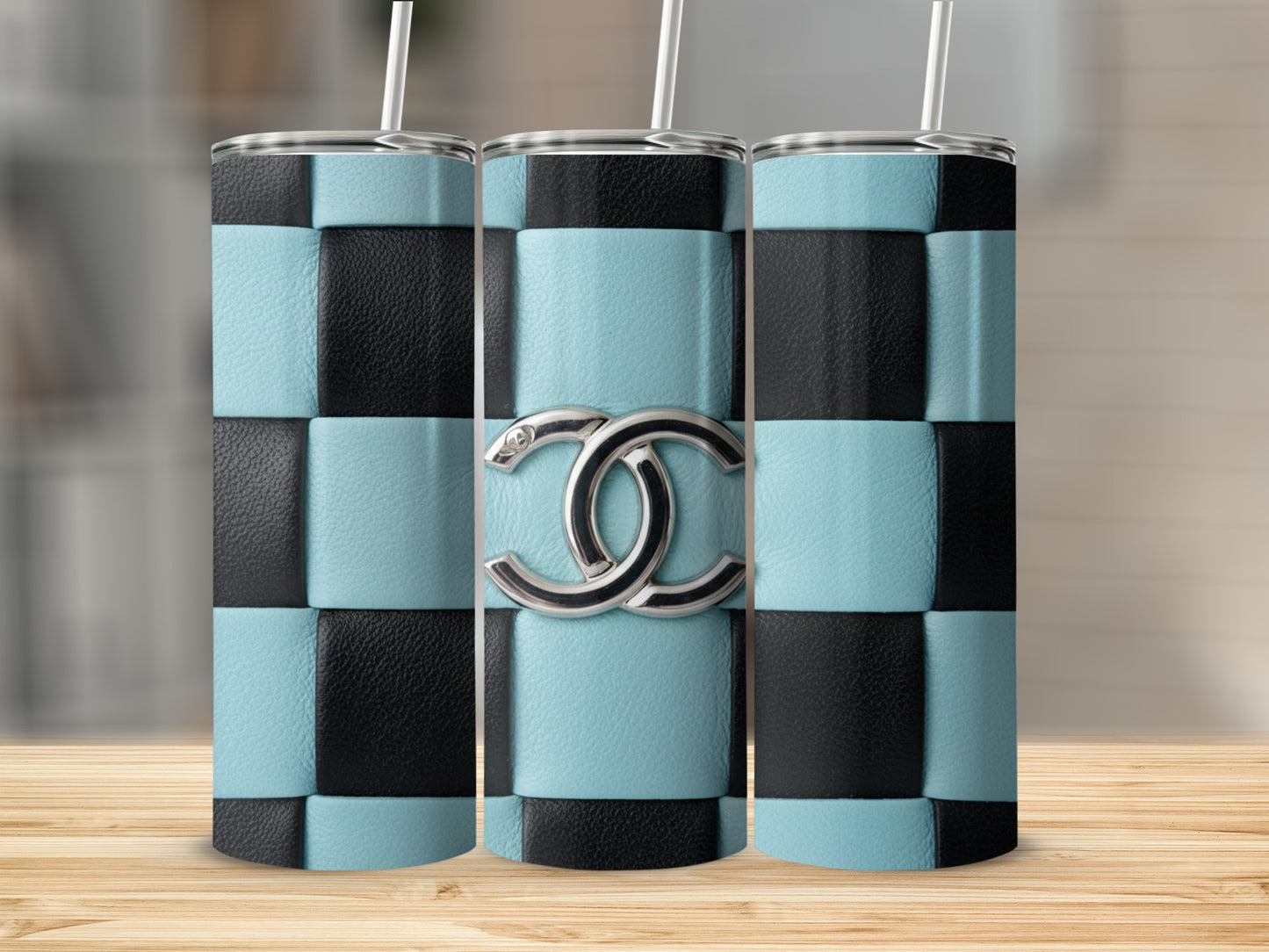 Black Plus Blue Checker with CC Logo Design Tumblers
