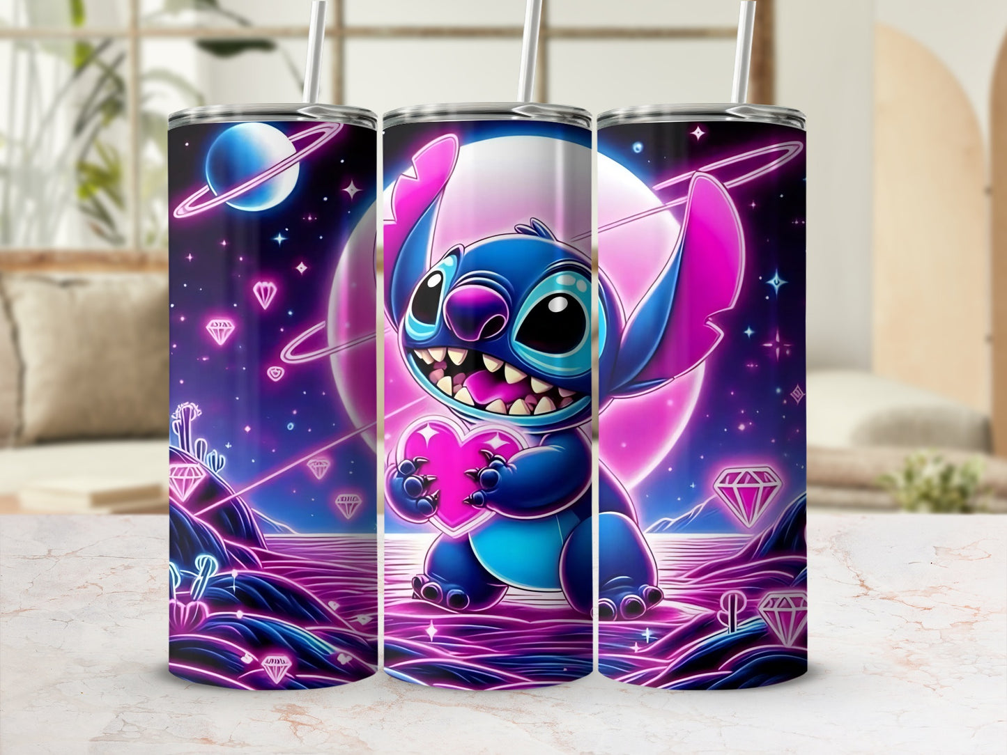 Colorful Space-Themed Cute Alien Design Tumbler