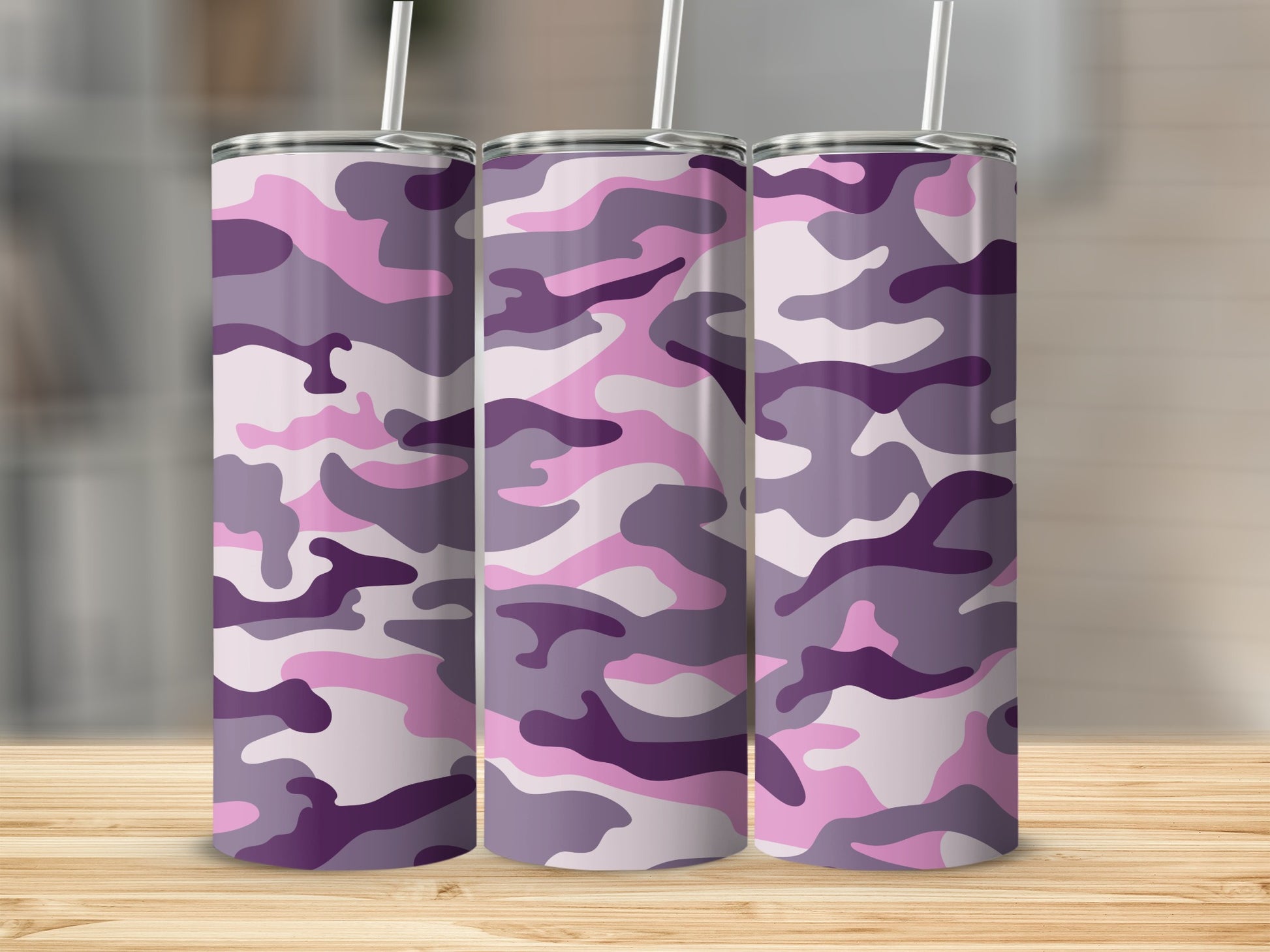 Pink and Purple Camouflage Pattern Tumbler