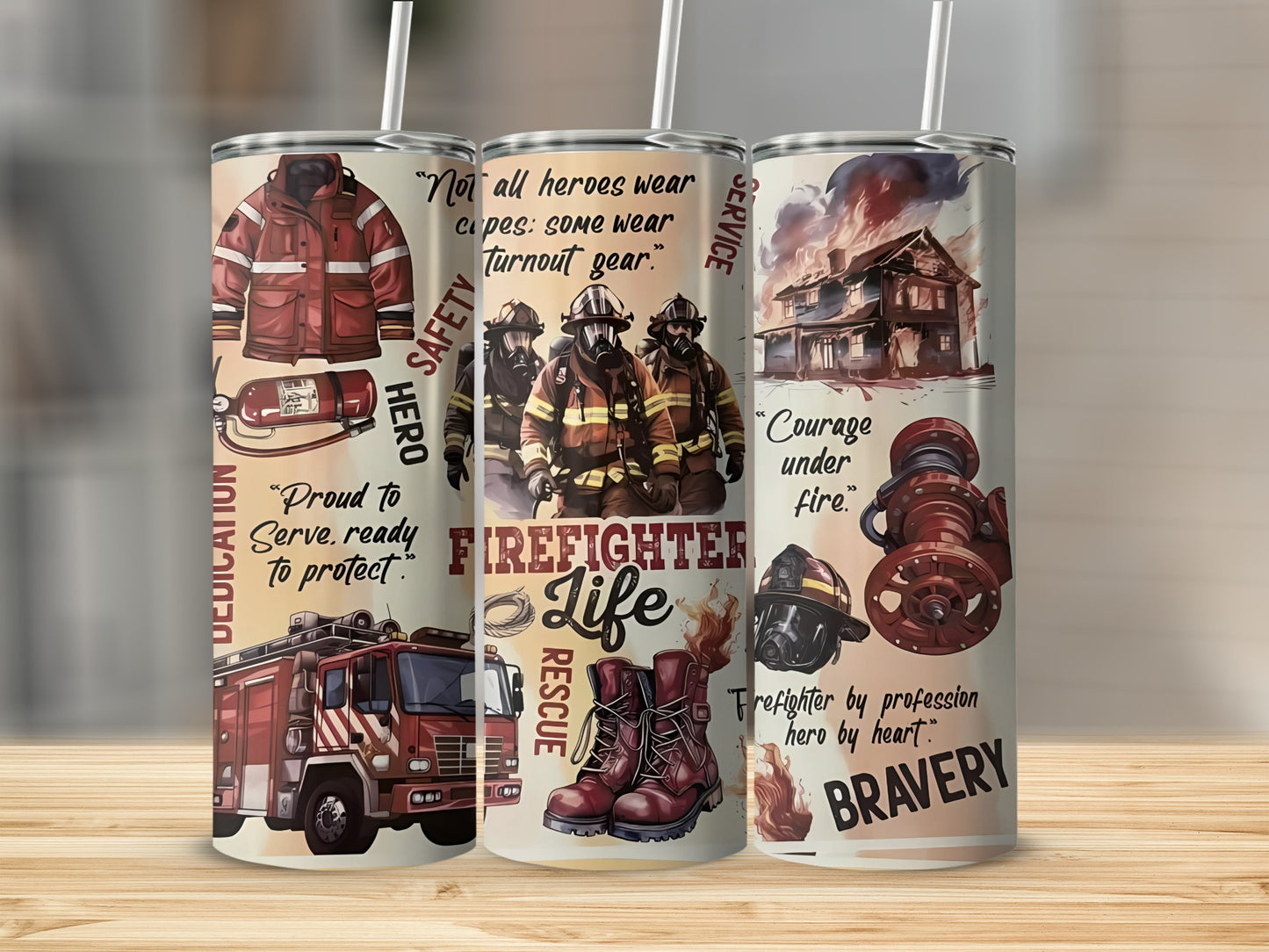 Firefighter Life Rescue Bravery Safety Hero Tumbler