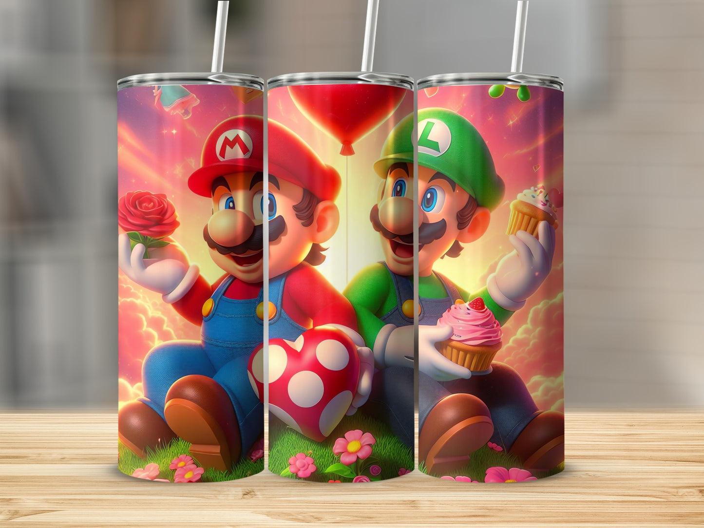 Mario and Luigi Colorful Artwork Tumbler Cup