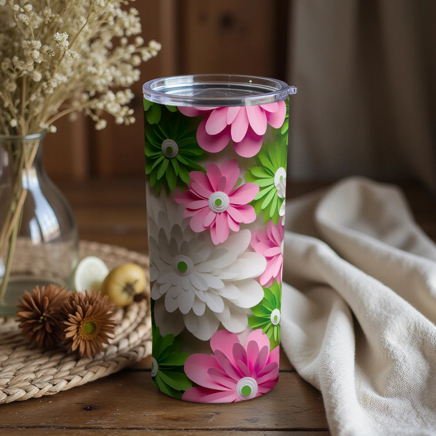 Colorful Floral Pattern Insulated Tumbler Cup Product