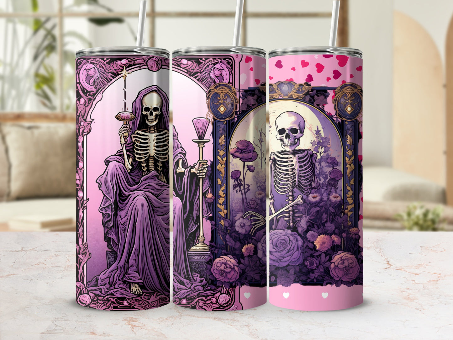 Gothic Skeleton Art Stainless Steel Tumbler