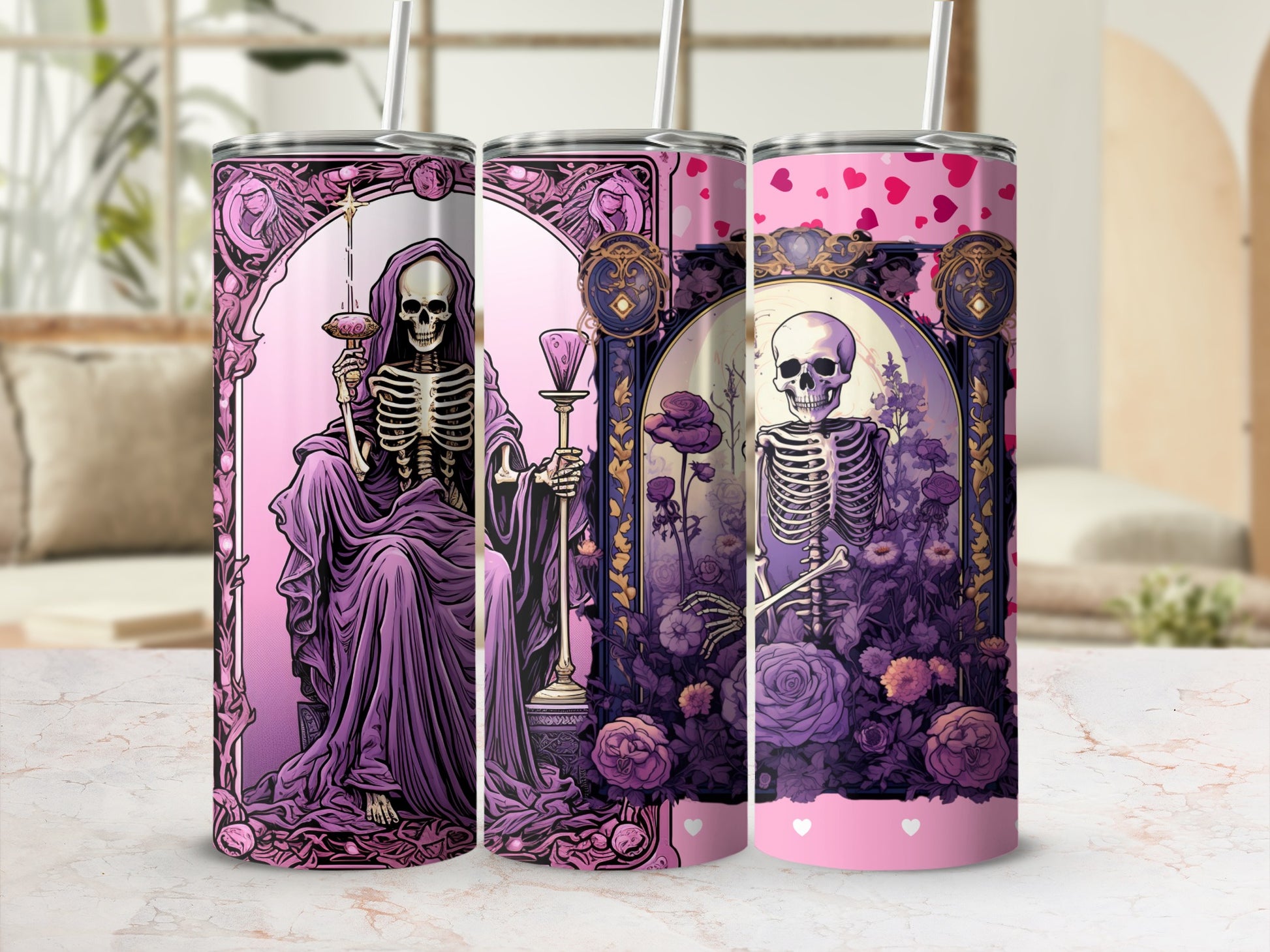 Gothic Skeleton Art Stainless Steel Tumbler