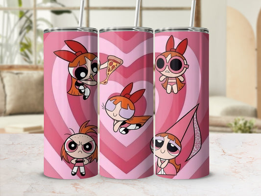 Cartoon Pink Character Themed Tumbler Drinkware Set