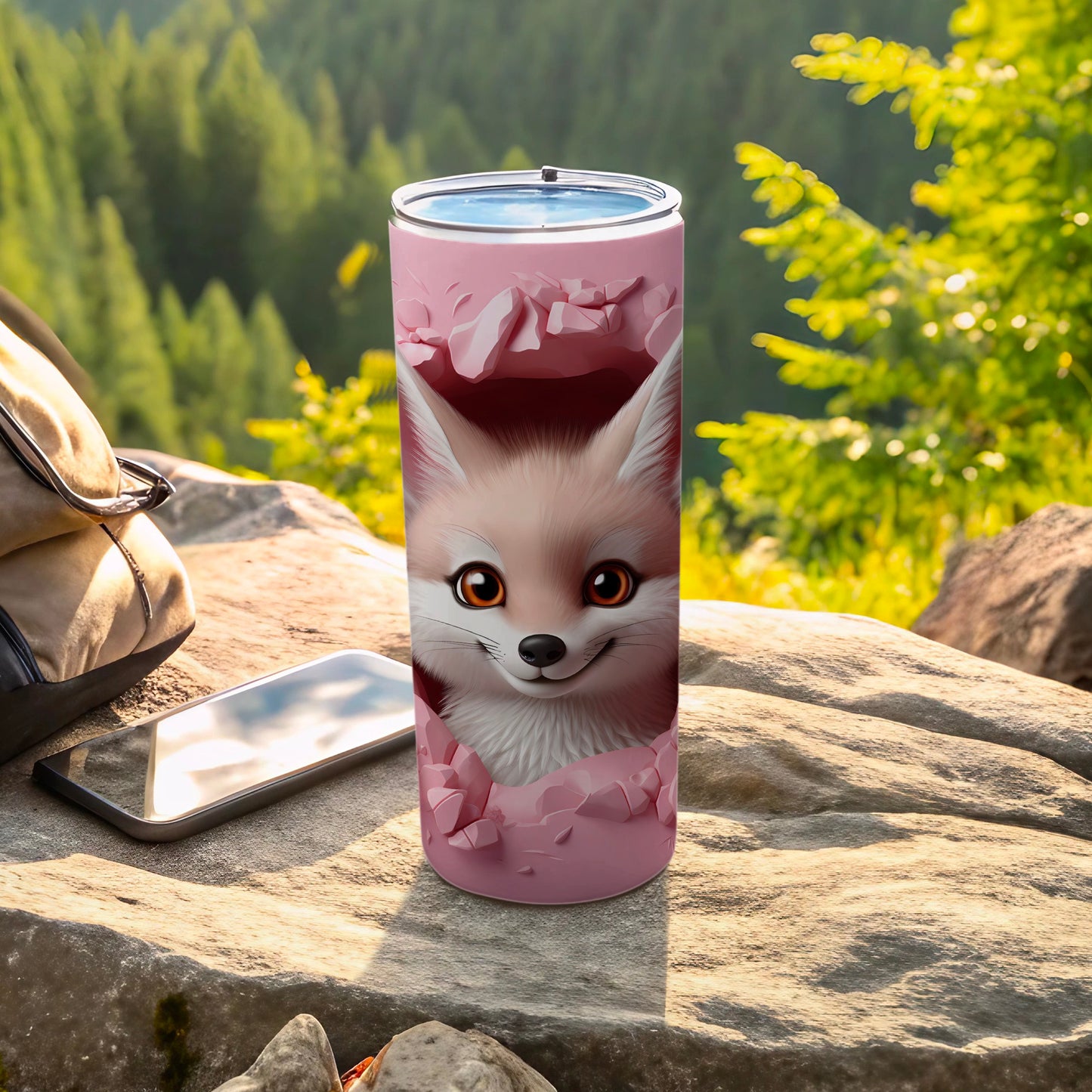 Adorable Fox Design Insulated Tumbler for Outdoor Adventures