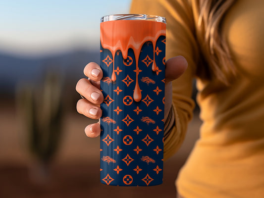 Orange Drips Over Denver Team Pattern Design Tumblers
