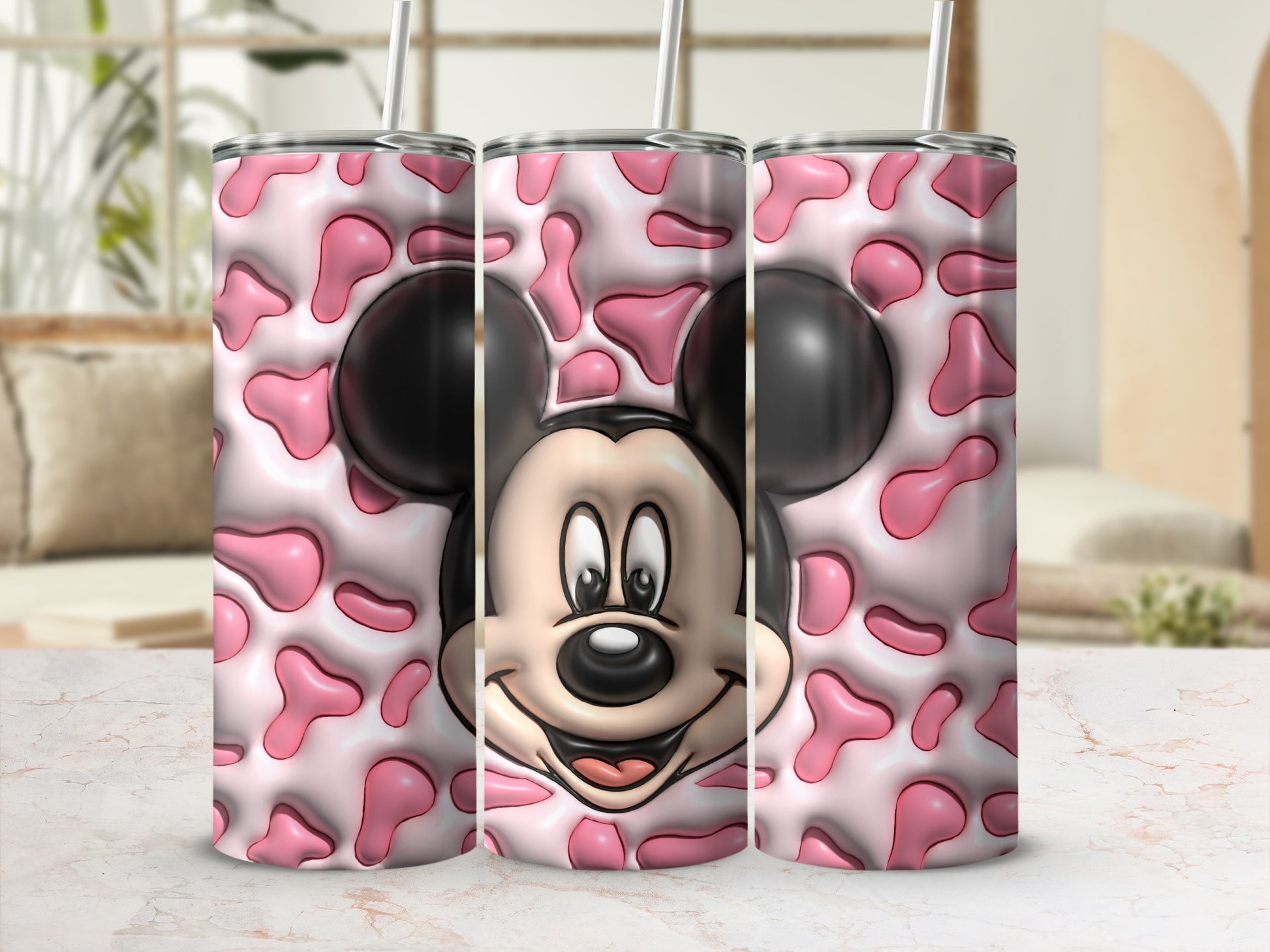 Cute Mickey Mouse with Pink Design Tumbler