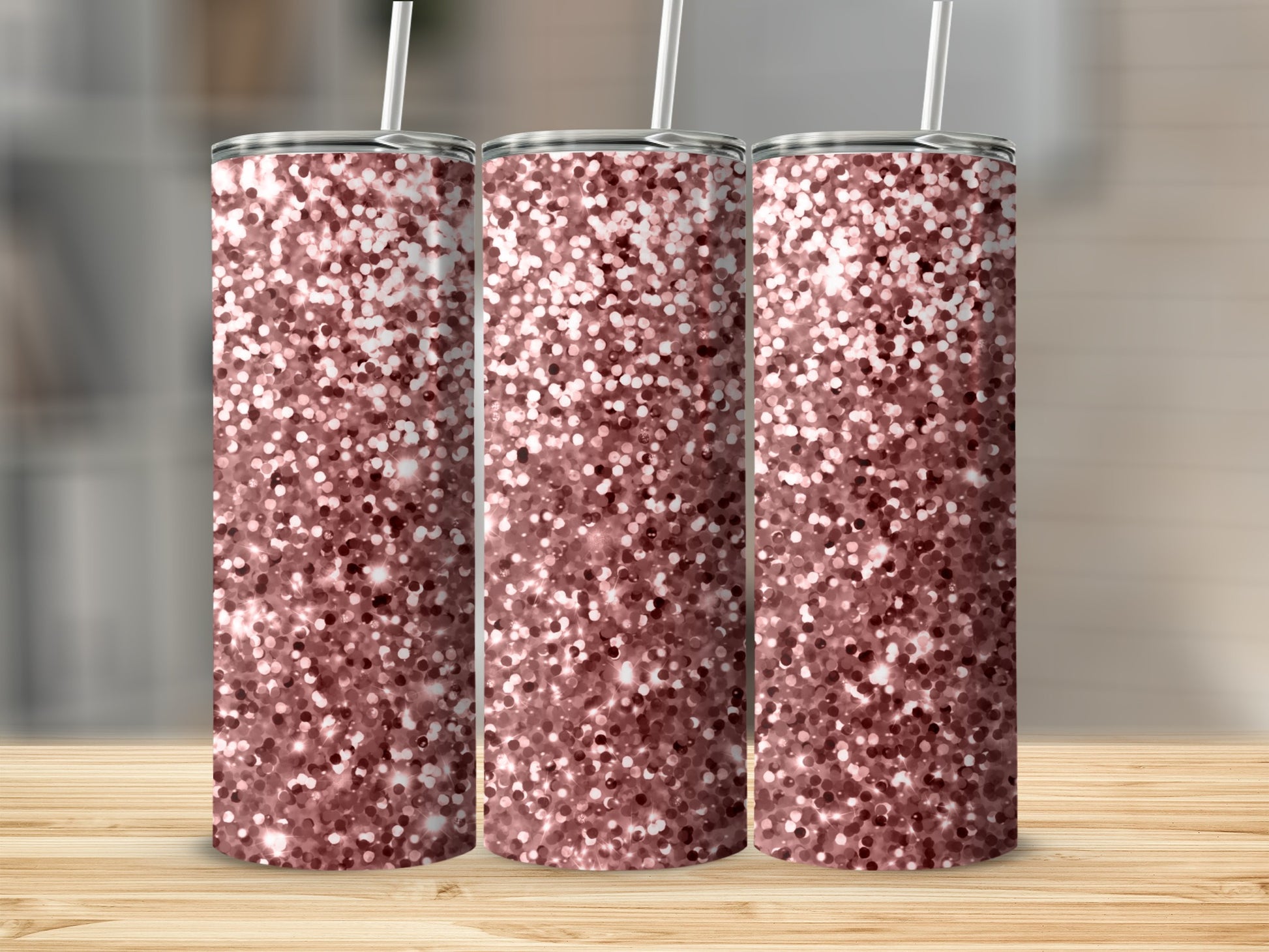 Stylish Glittery Rose Gold Sparkle Tumbler Product