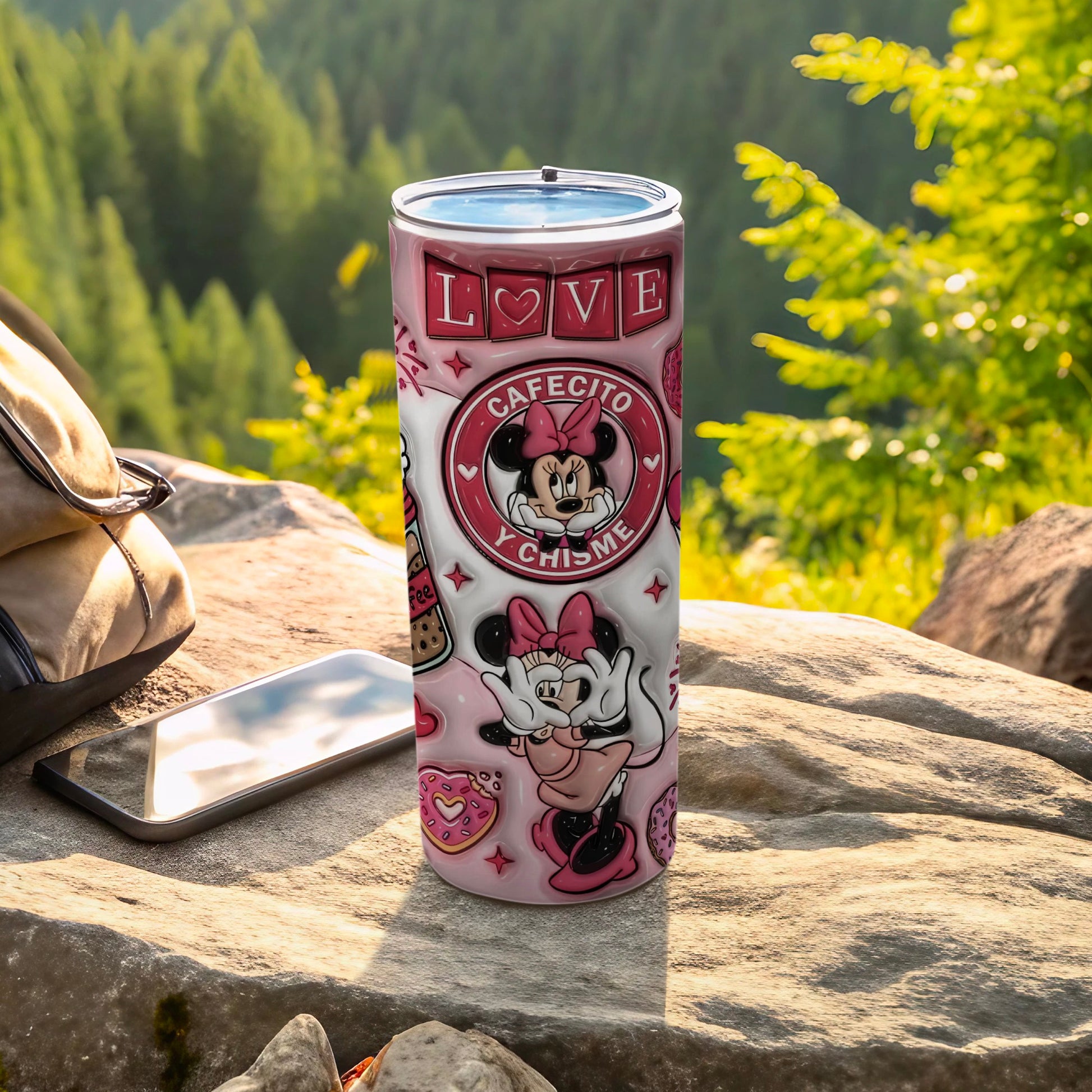 Cafecito Y Chisme Minnie Mouse Design Travel Tumbler
