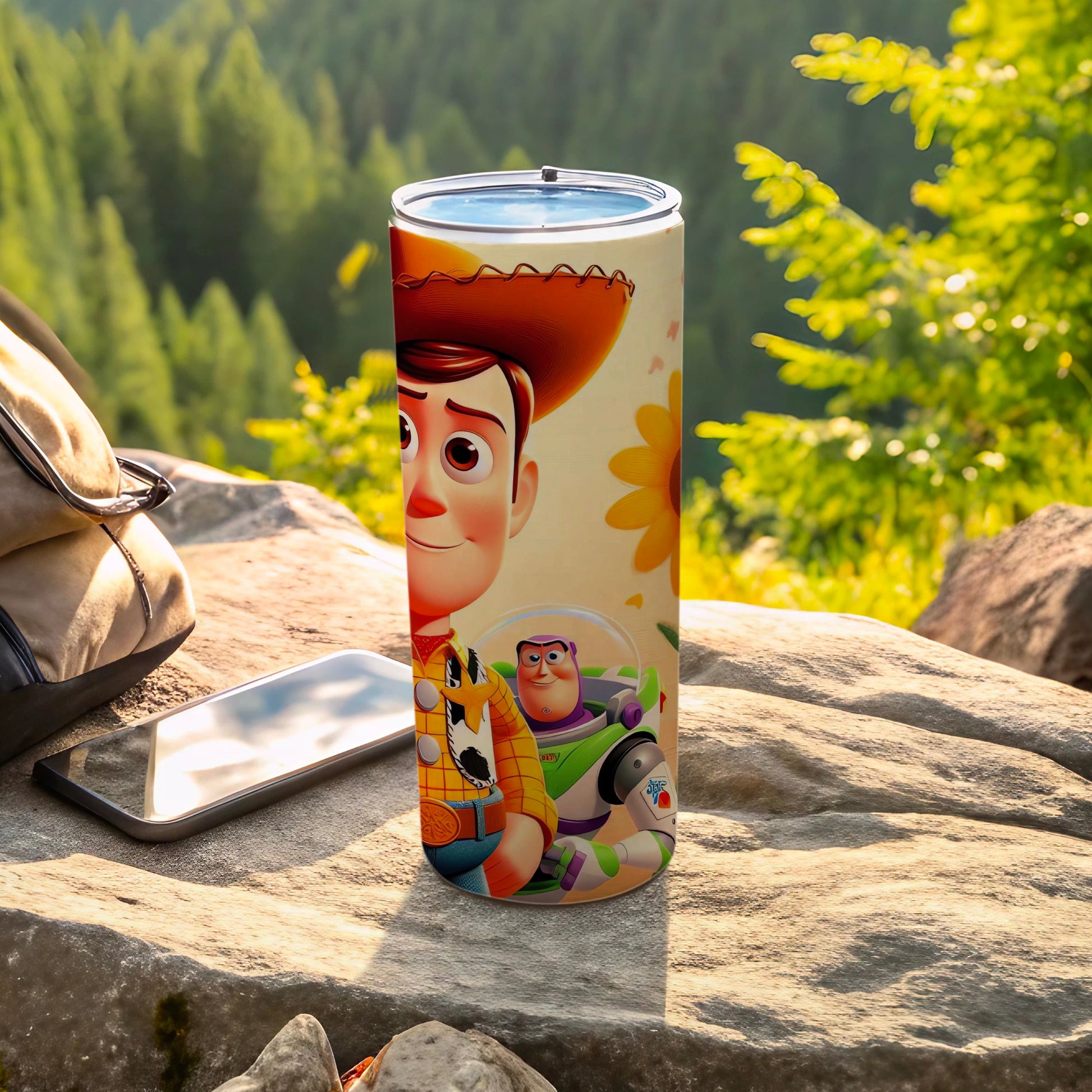 Toy Story themed tumbler featuring Woody and Buzz