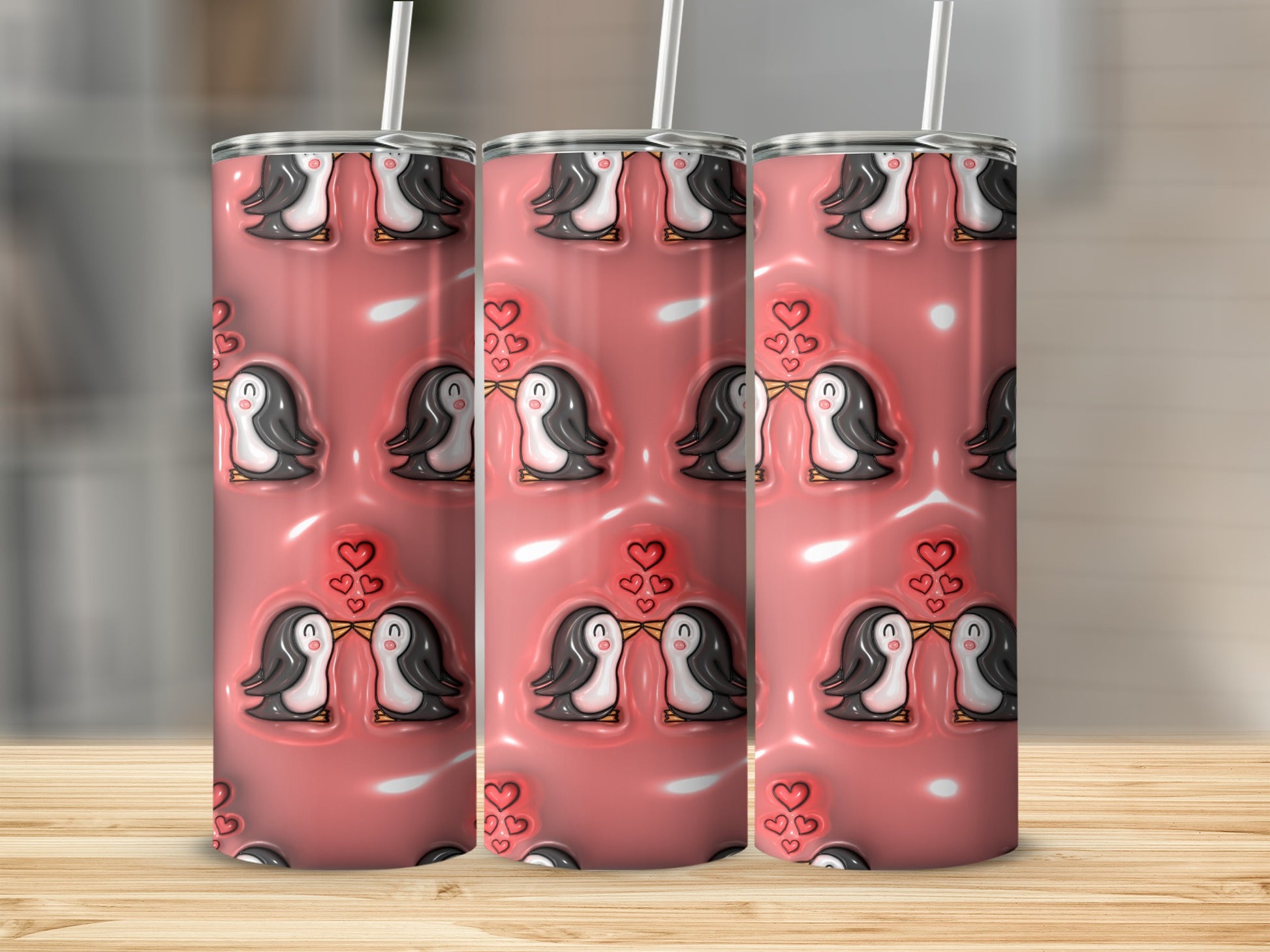 Cute Penguin Love Design Tumbler Valentine's Day Gift