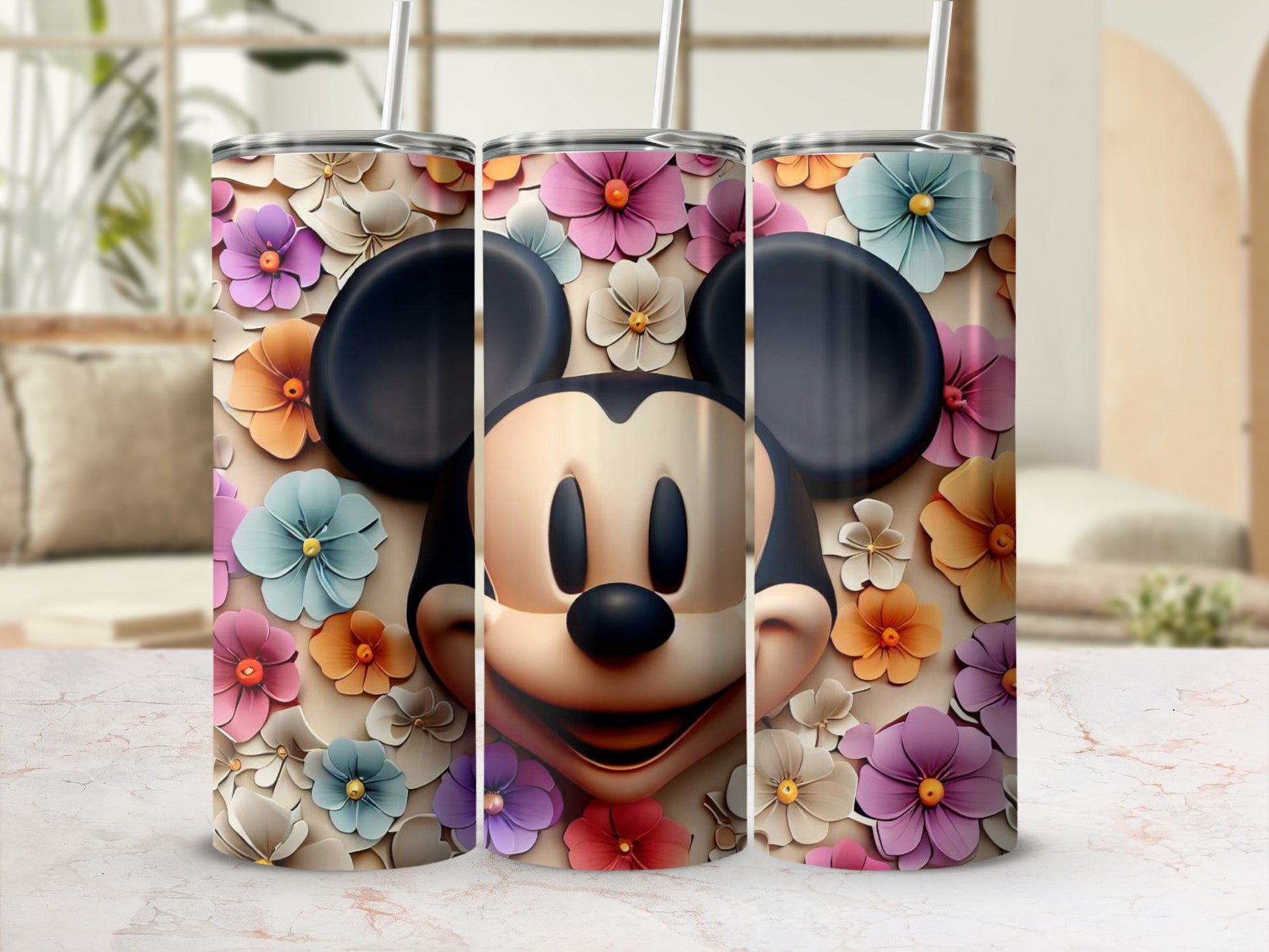 Vibrant Floral Mickey Mouse Tumbler product type