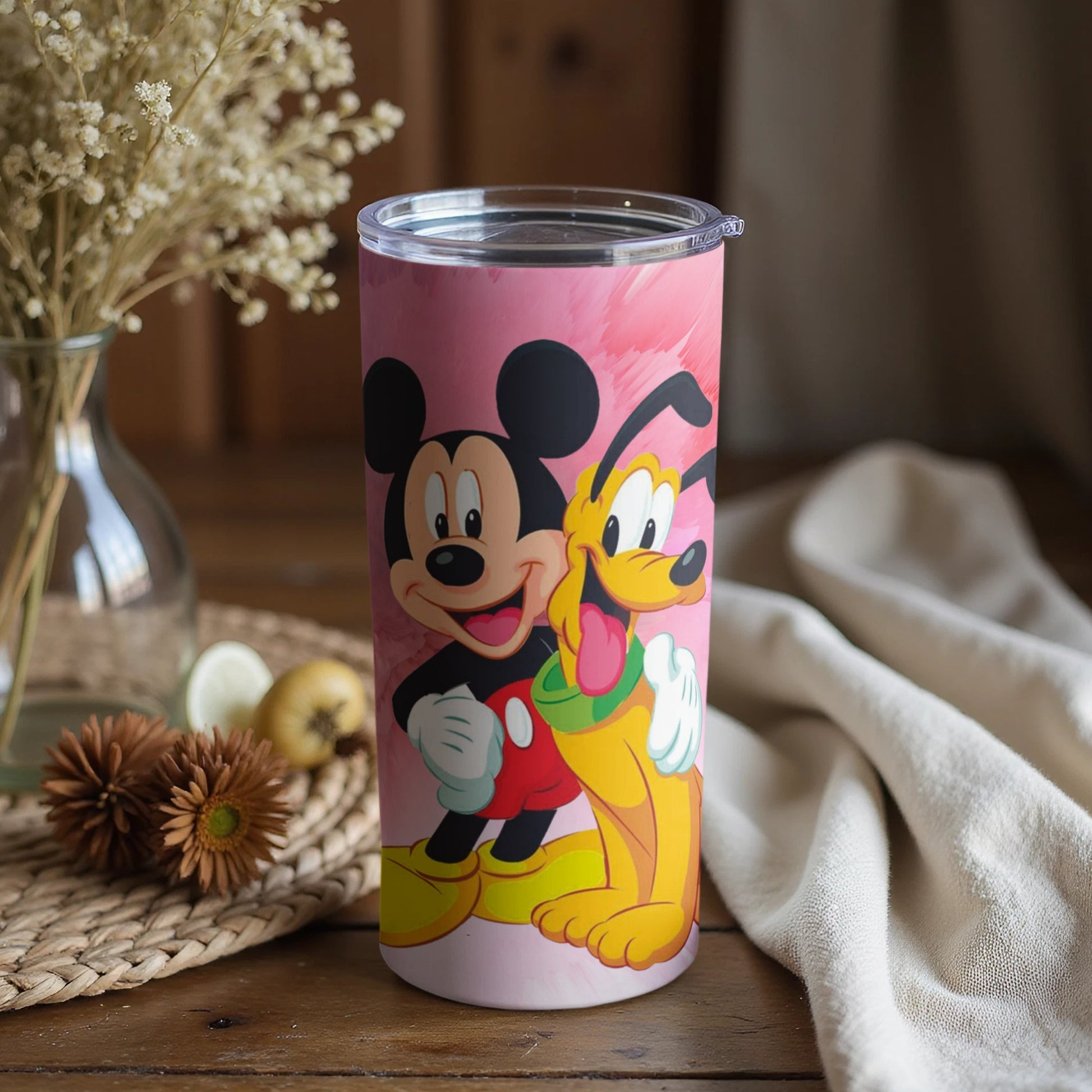 Colorful Mickey with Pluto Travel Tumbler