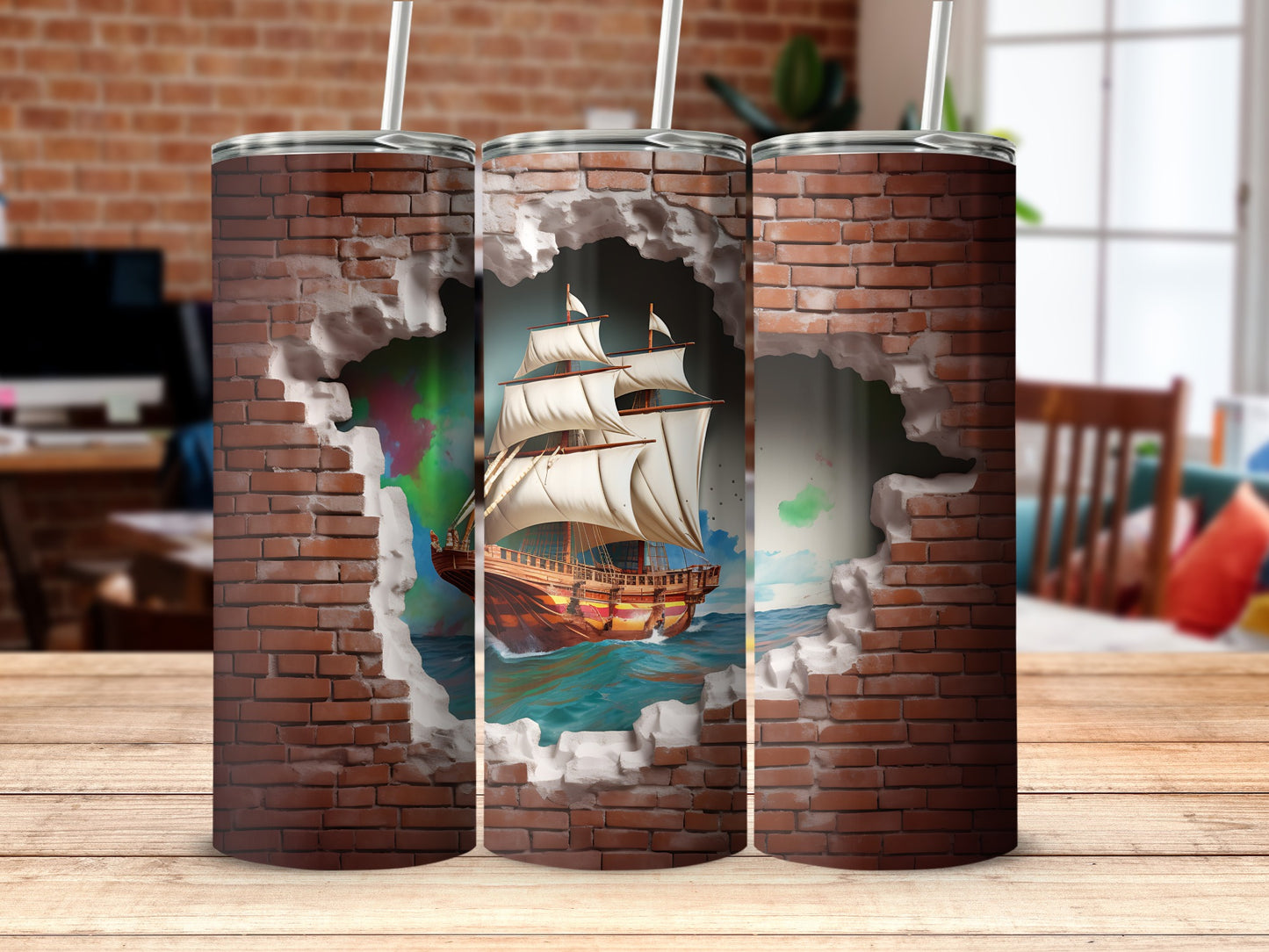 Brick Wall Sailing Ship 20oz Tumbler