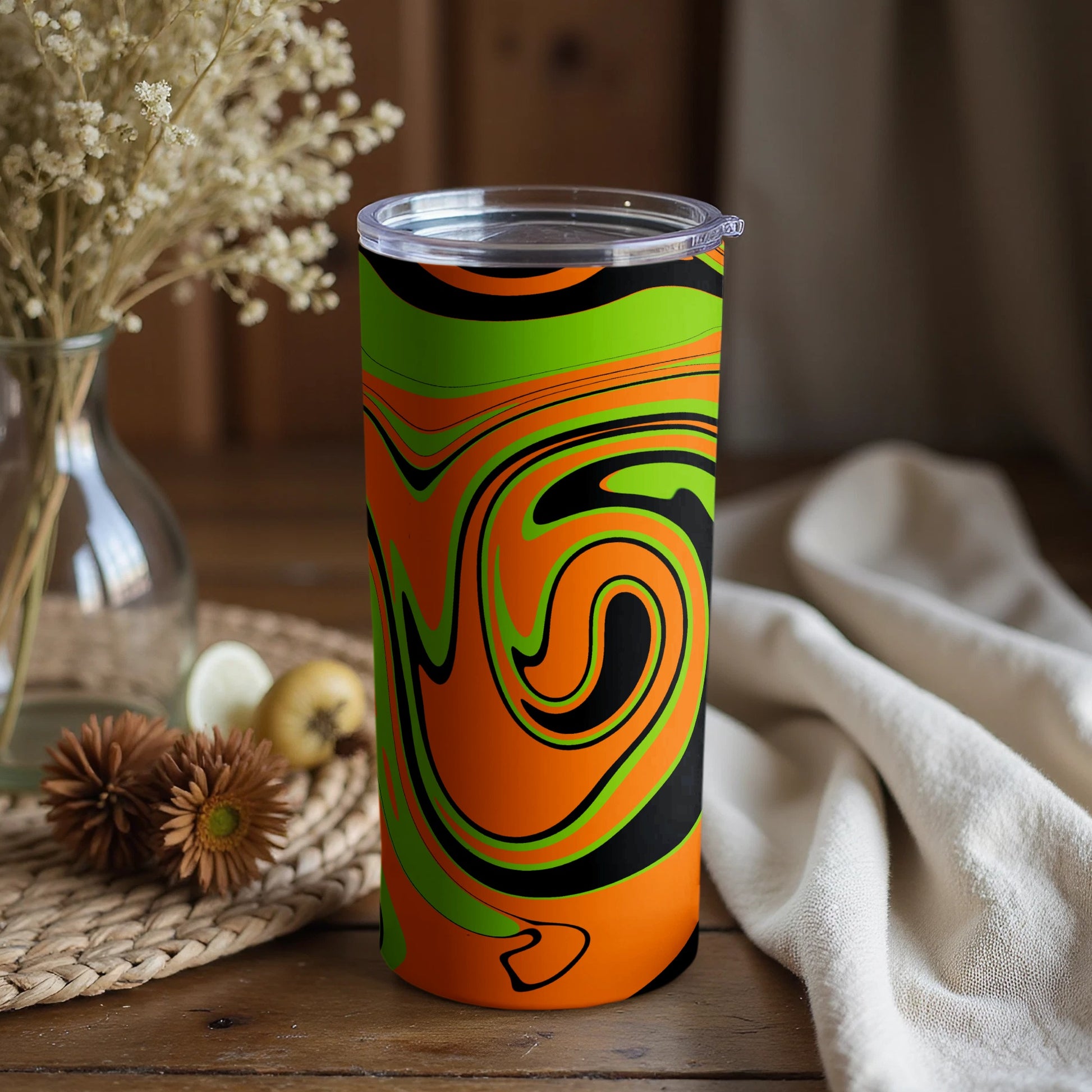 Stylish Colorful Swirl Pattern Tumbler with Lid