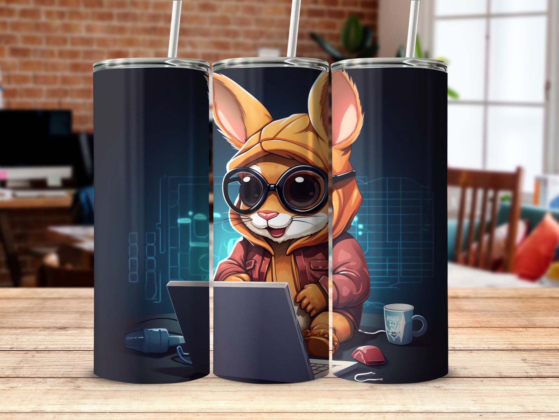 Cool Bunny Programmer Laptop Digital Design Tumbler product type
