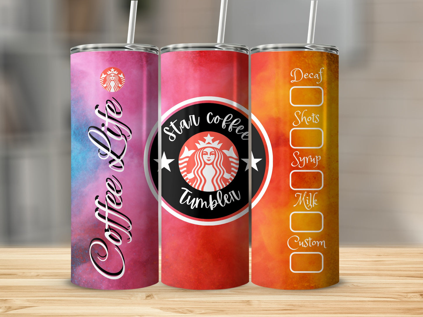 Colorful Customizable Star Coffee Tumbler