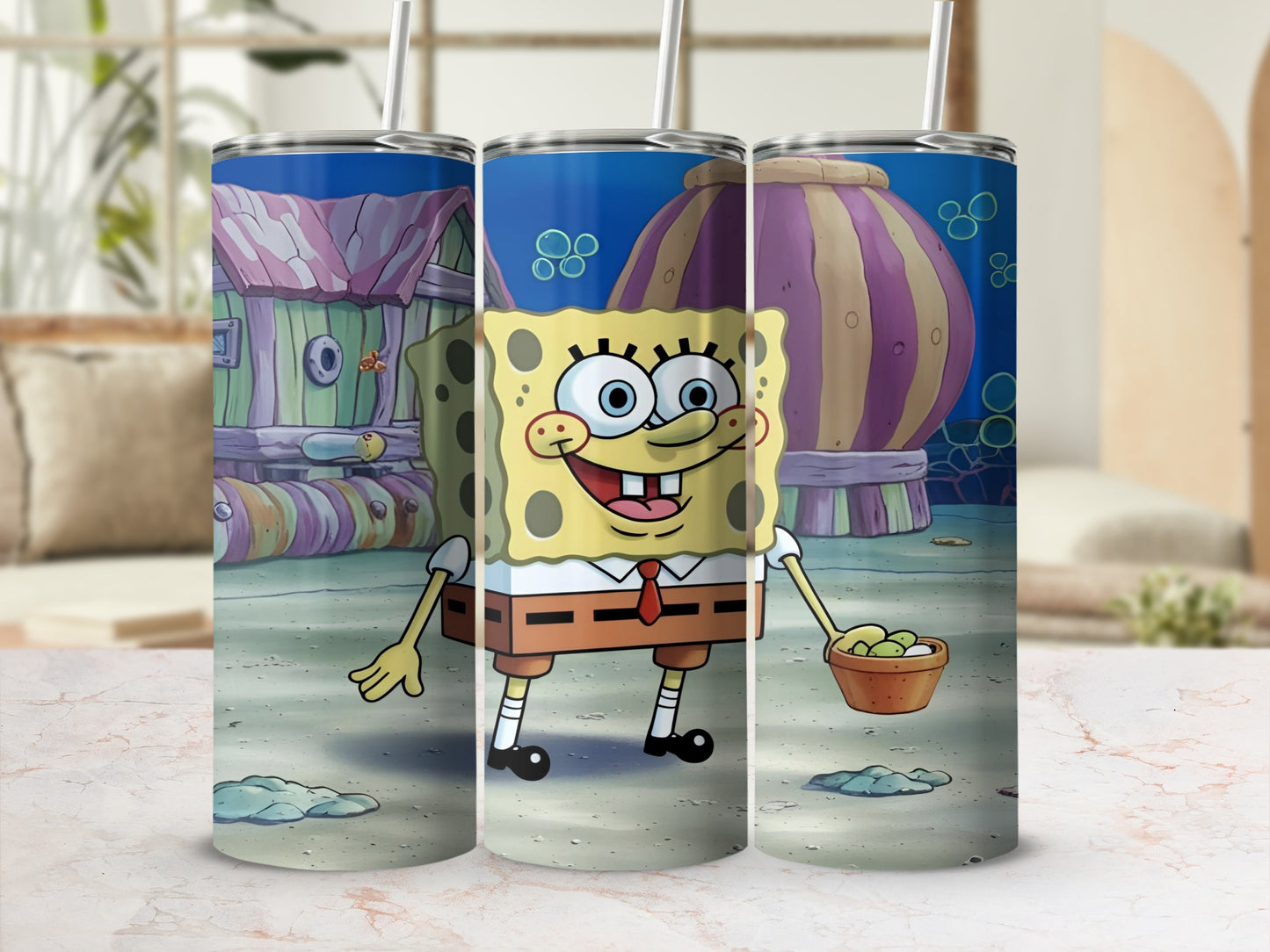 SpongeBob SquarePants character from SpongeBob SquarePants holding a bucket of shells.